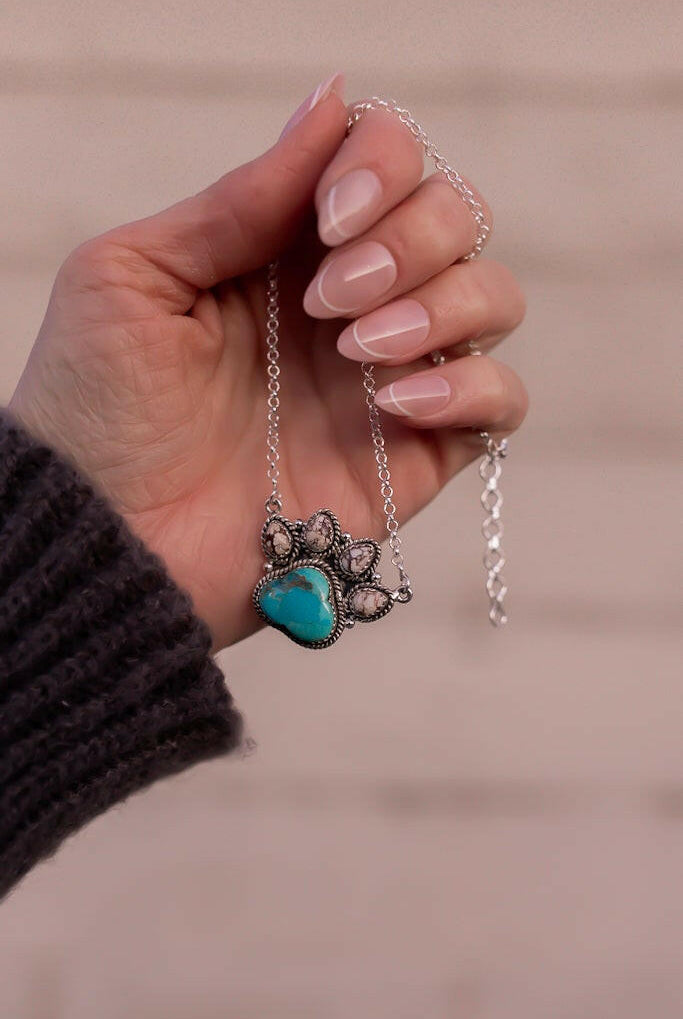 My Little Dog Paw Stone Necklace-Chain Necklaces-Krush Kandy, Women's Online Fashion Boutique Located in Phoenix, Arizona (Scottsdale Area)
