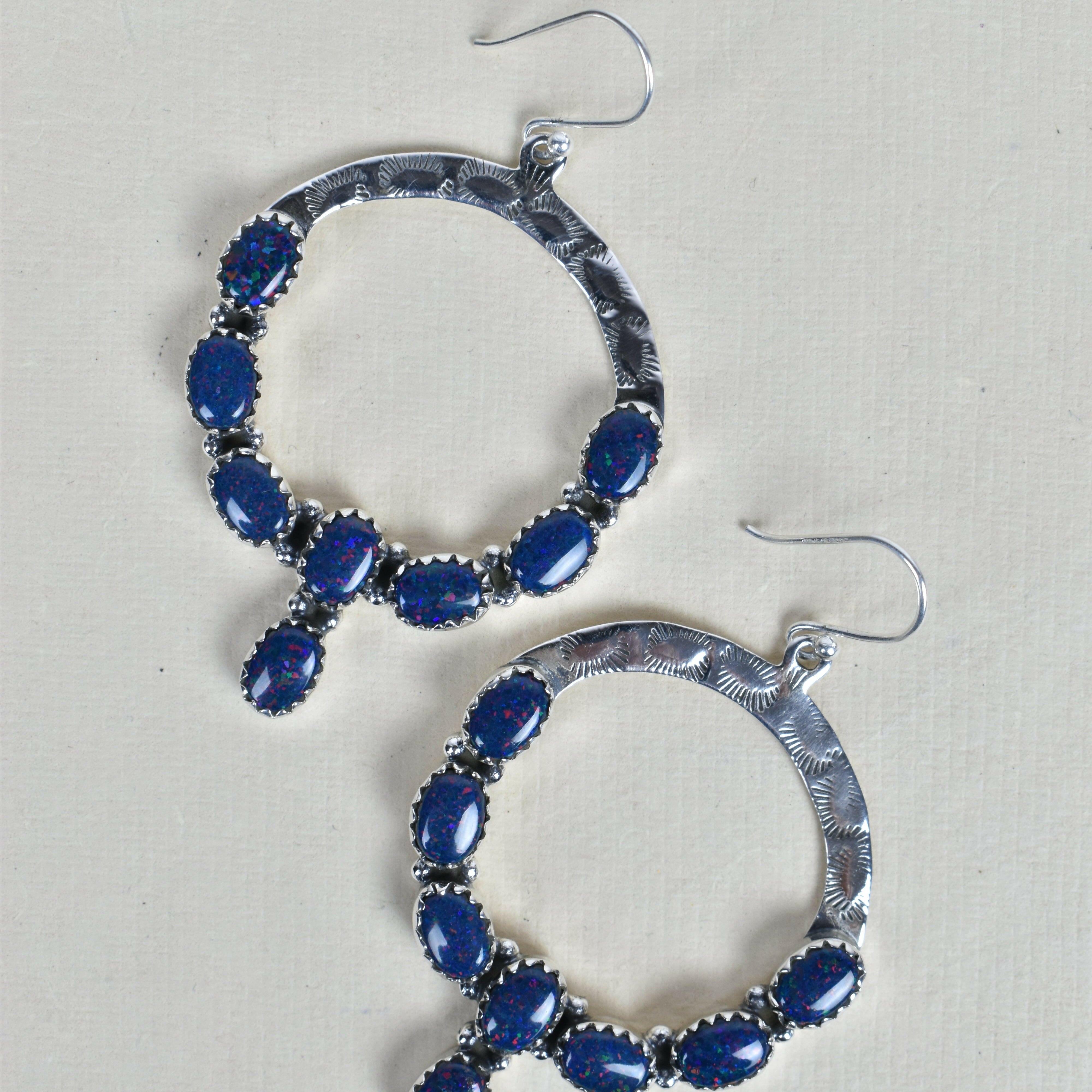 Hammered Hoop & Gemmed Loop Earring-Hoop Earrings-Krush Kandy, Women's Online Fashion Boutique Located in Phoenix, Arizona (Scottsdale Area)