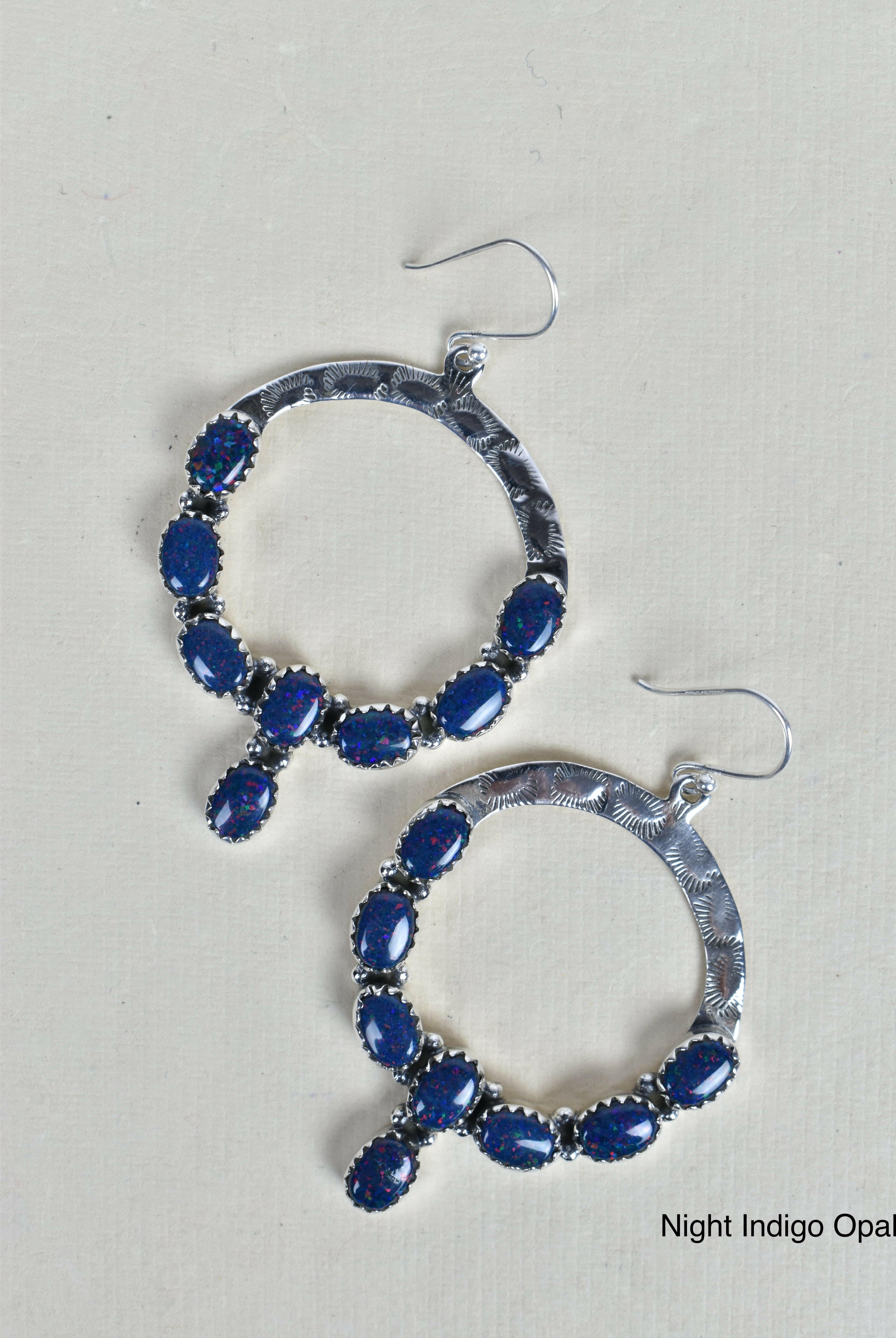 Hammered Hoop & Gemmed Loop Earring-Hoop Earrings-Krush Kandy, Women's Online Fashion Boutique Located in Phoenix, Arizona (Scottsdale Area)