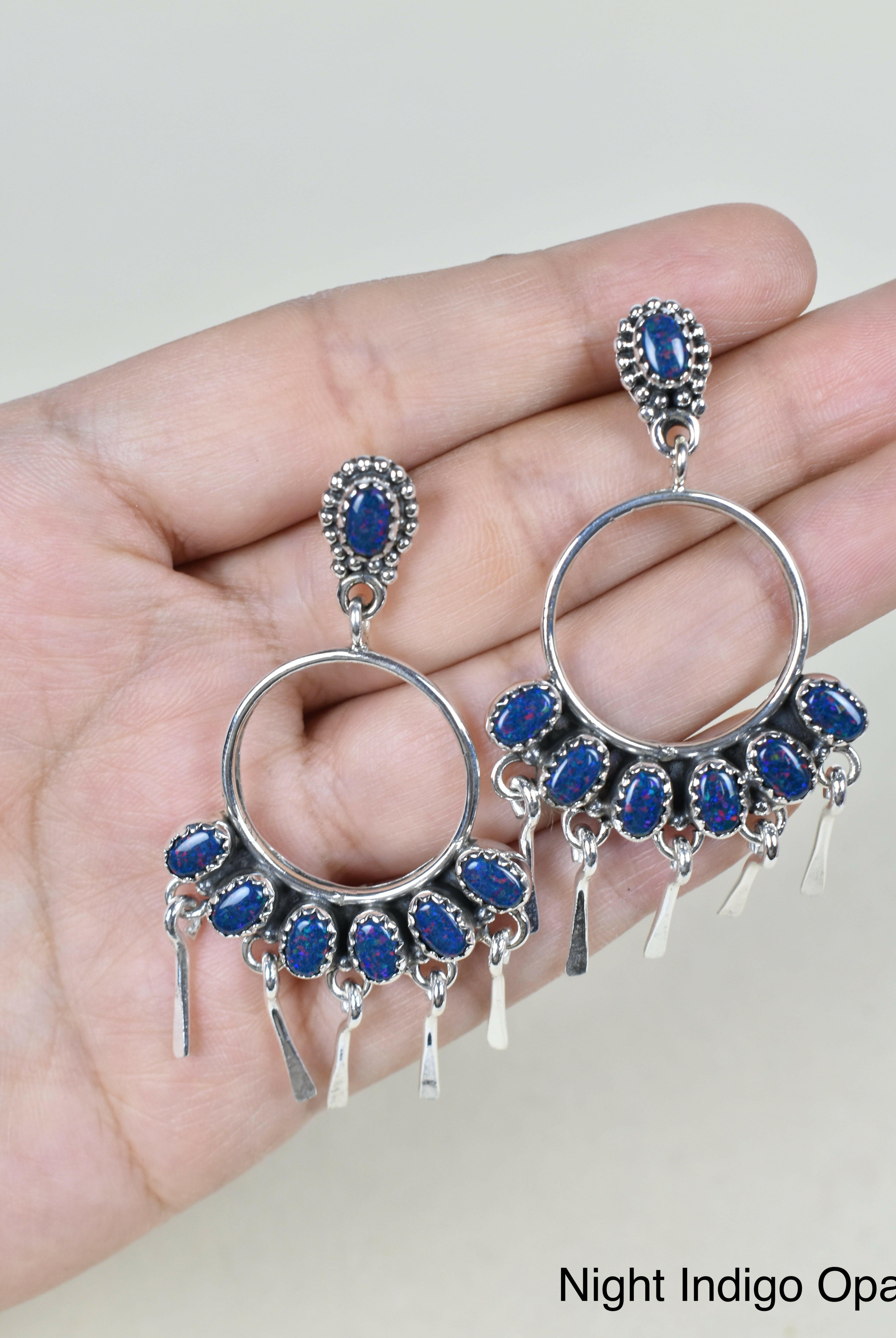 7 Jewel Hoop Studded Dangle Earring-Drop Earrings-Krush Kandy, Women's Online Fashion Boutique Located in Phoenix, Arizona (Scottsdale Area)