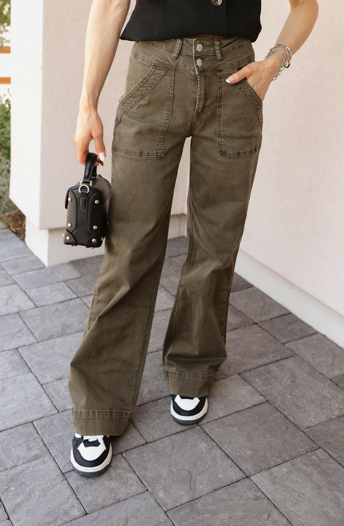 MICA Double Button Wide Leg Denim Jeans-Jeans-Krush Kandy, Women's Online Fashion Boutique Located in Phoenix, Arizona (Scottsdale Area)