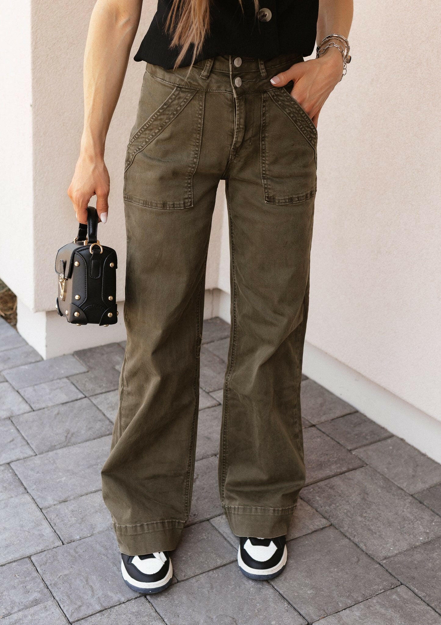 MICA Double Button Wide Leg Denim Jeans-Jeans-Krush Kandy, Women's Online Fashion Boutique Located in Phoenix, Arizona (Scottsdale Area)