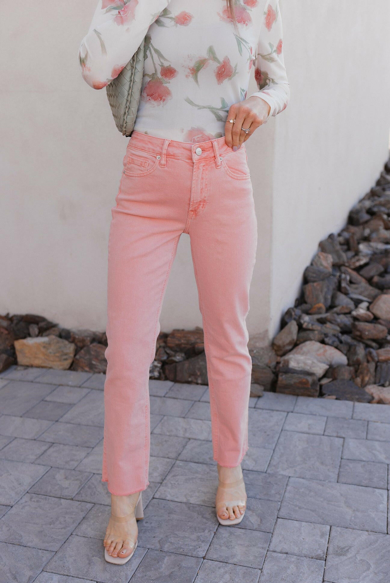 MICA Blush Avenue Pink Mid Rise Jeans-Jeans-Krush Kandy, Women's Online Fashion Boutique Located in Phoenix, Arizona (Scottsdale Area)