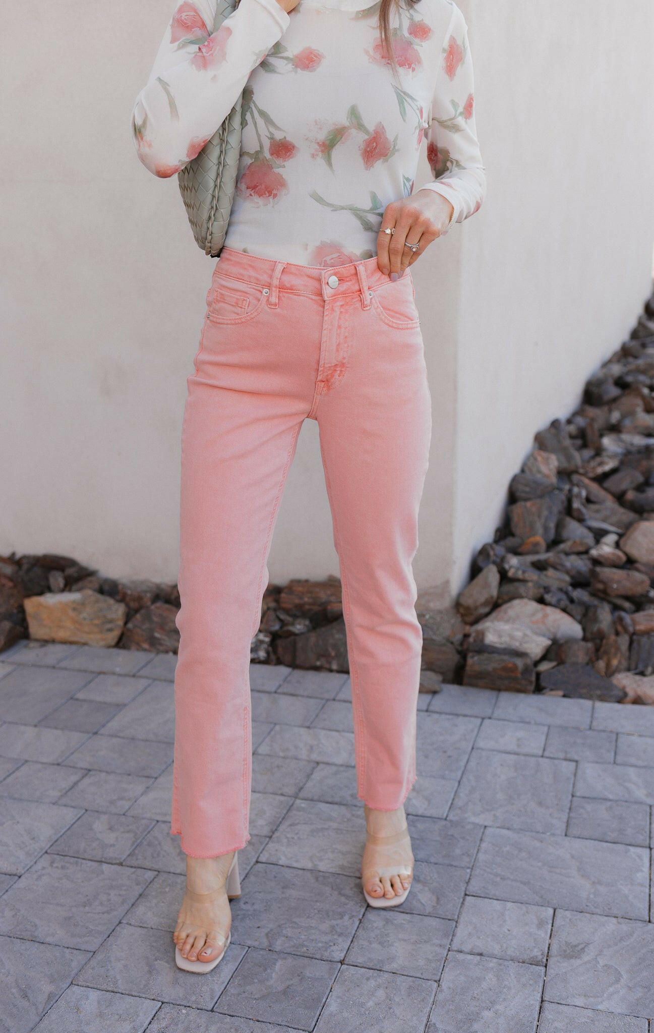 MICA Blush Avenue Pink Mid Rise Jeans-Jeans-Krush Kandy, Women's Online Fashion Boutique Located in Phoenix, Arizona (Scottsdale Area)
