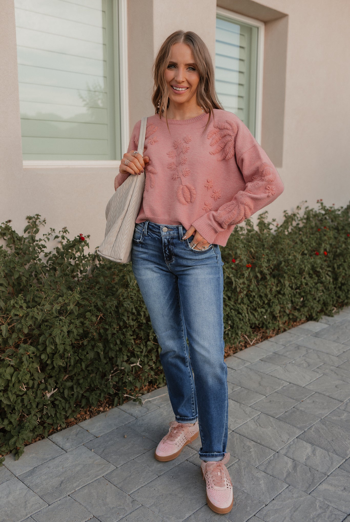 Boho Bloom Long Sleeve Embroidered Sweater-Sweater-Krush Kandy, Women's Online Fashion Boutique Located in Phoenix, Arizona (Scottsdale Area)