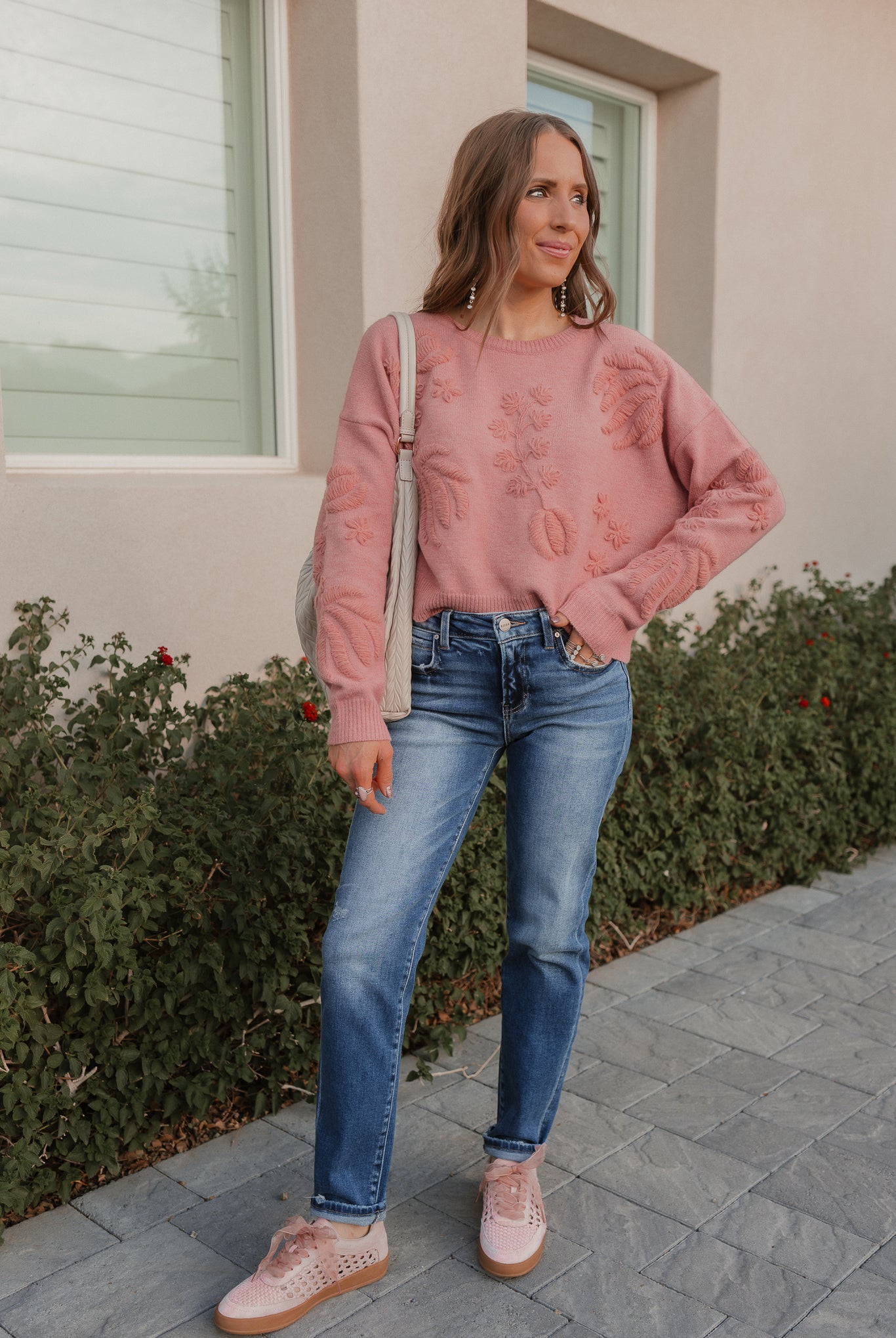 Boho Bloom Long Sleeve Embroidered Sweater-Sweater-Krush Kandy, Women's Online Fashion Boutique Located in Phoenix, Arizona (Scottsdale Area)