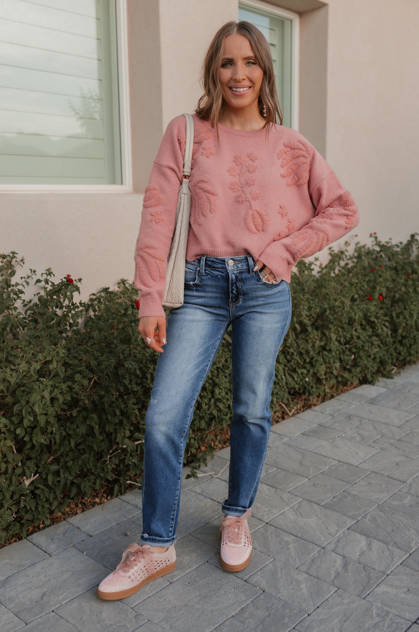 Boho Bloom Long Sleeve Embroidered Sweater-Sweater-Krush Kandy, Women's Online Fashion Boutique Located in Phoenix, Arizona (Scottsdale Area)