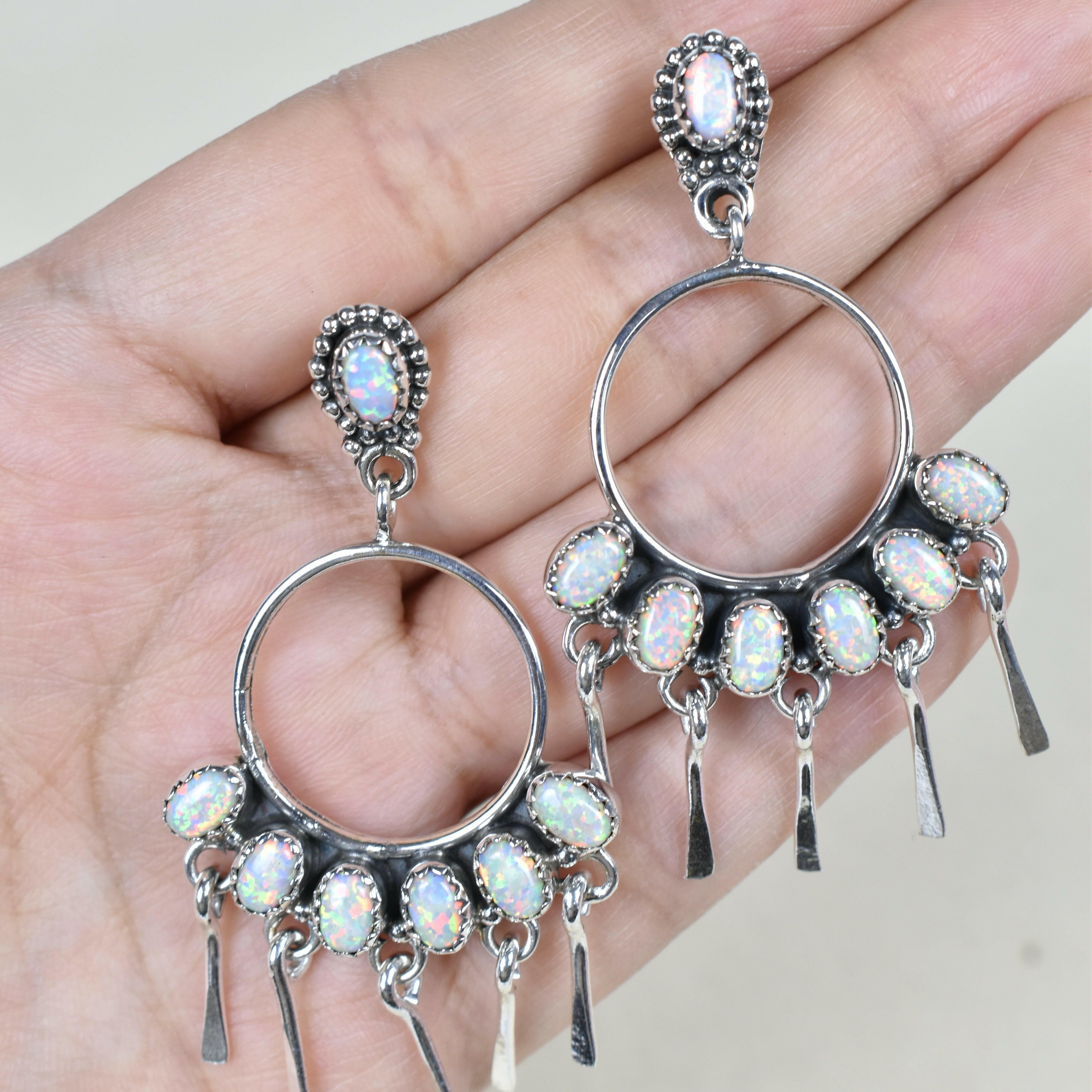 7 Jewel Hoop Studded Dangle Earring-Drop Earrings-Krush Kandy, Women's Online Fashion Boutique Located in Phoenix, Arizona (Scottsdale Area)