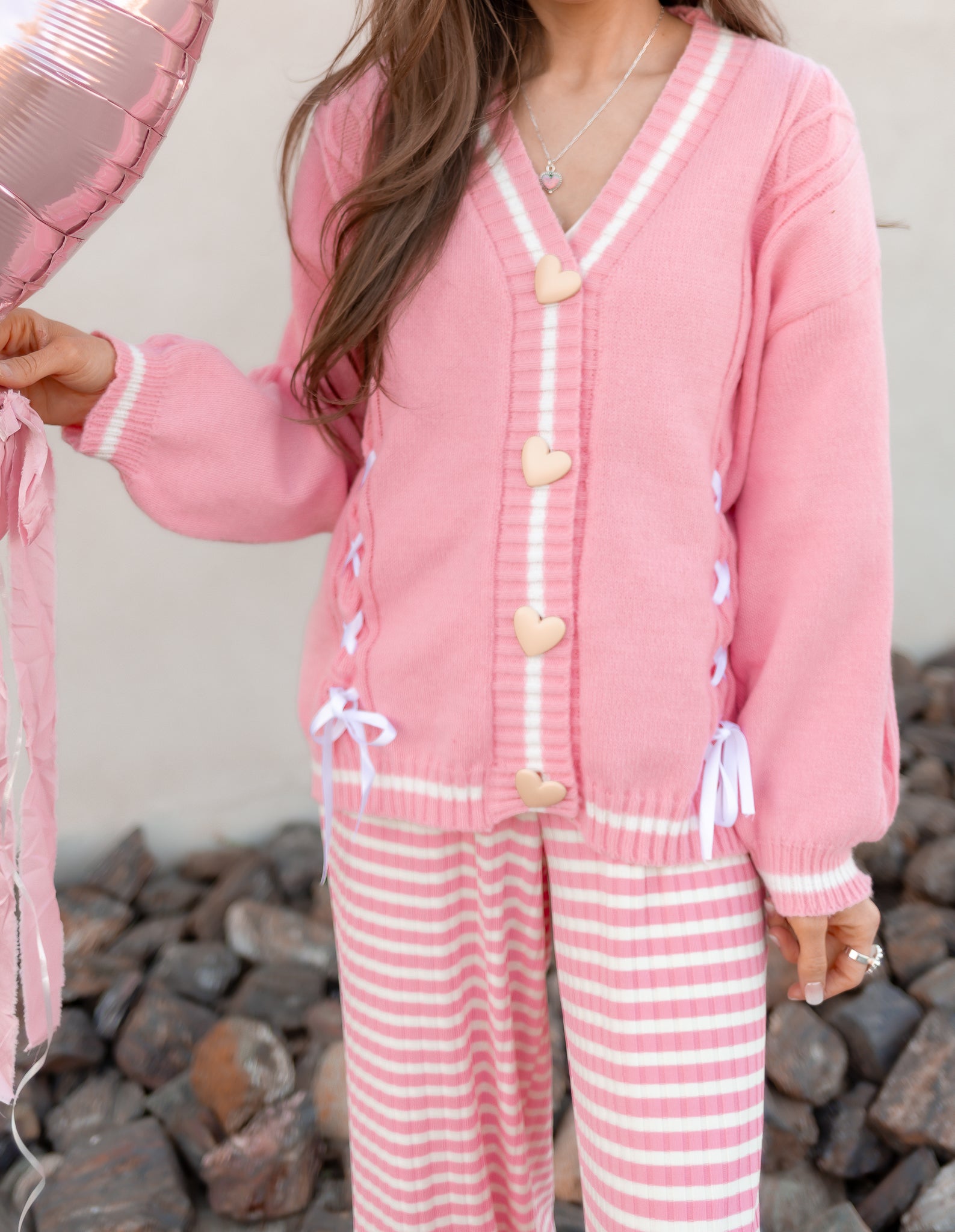 Ribbon Hearts Cable Knit Cardigan-Sweaters-Krush Kandy, Women's Online Fashion Boutique Located in Phoenix, Arizona (Scottsdale Area)