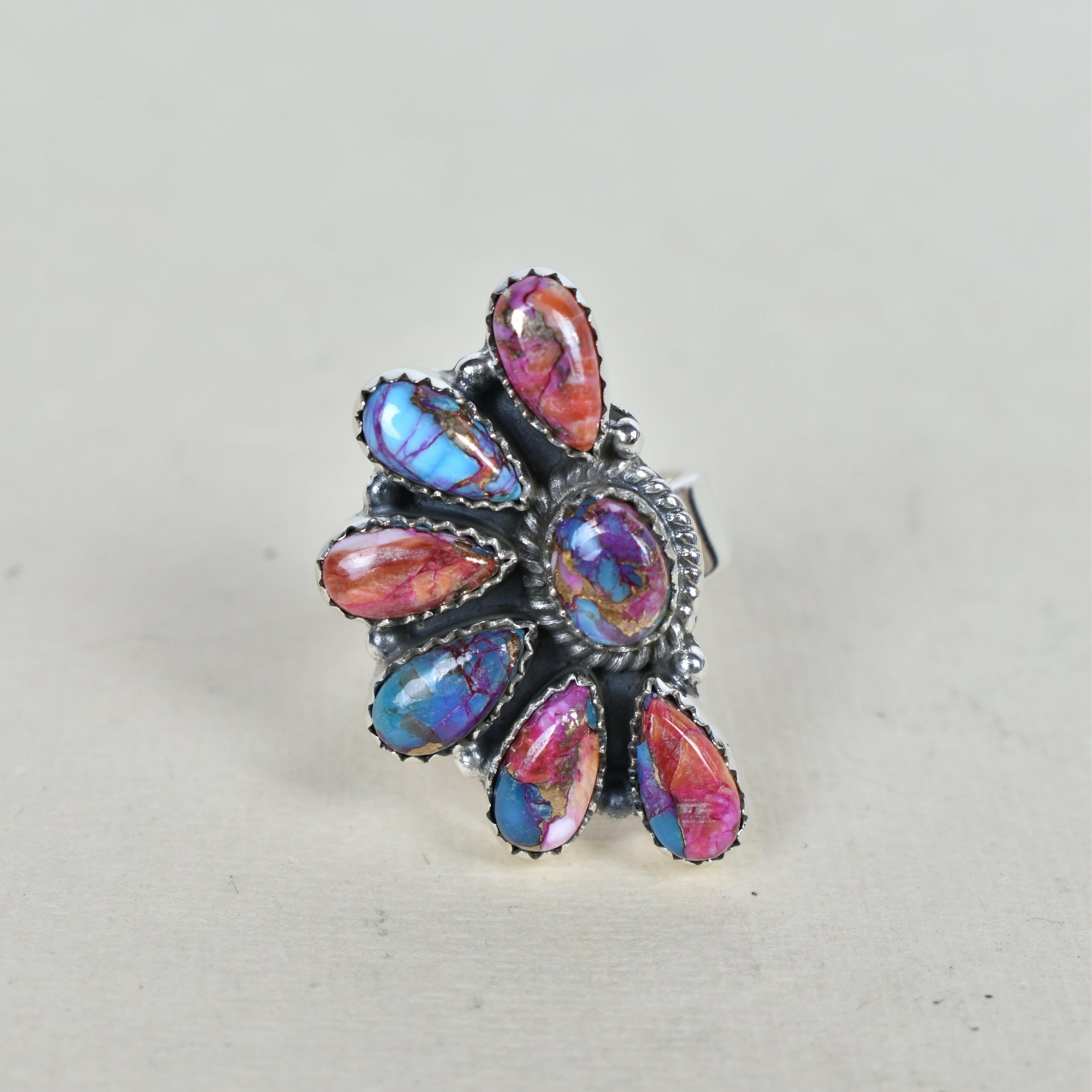 Lazy Daisy Sterling Jeweled Half Ring-Cluster Rings-Krush Kandy, Women's Online Fashion Boutique Located in Phoenix, Arizona (Scottsdale Area)