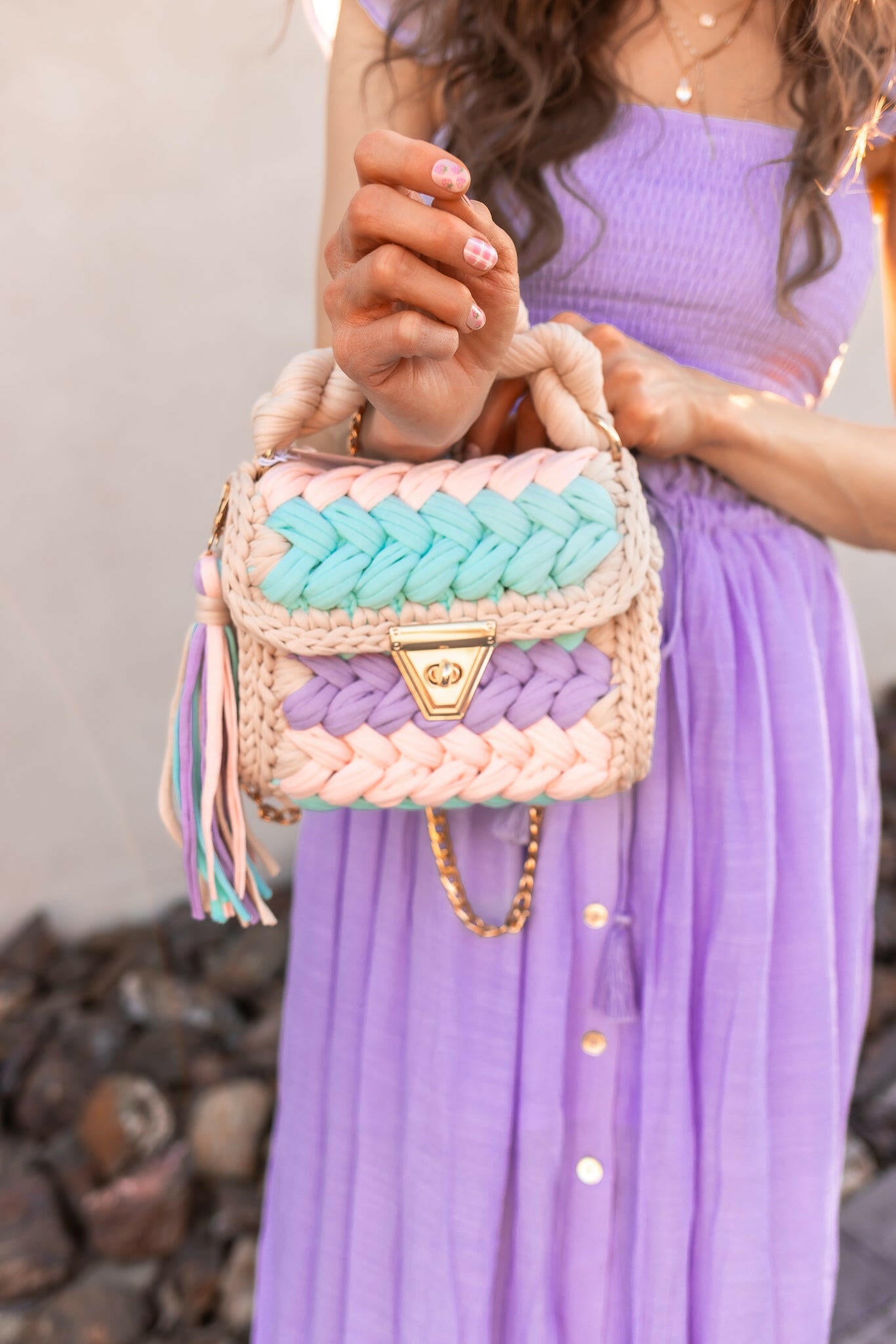 Soft Serenity Handmade Crochet Purse-handbags-Krush Kandy, Women's Online Fashion Boutique Located in Phoenix, Arizona (Scottsdale Area)