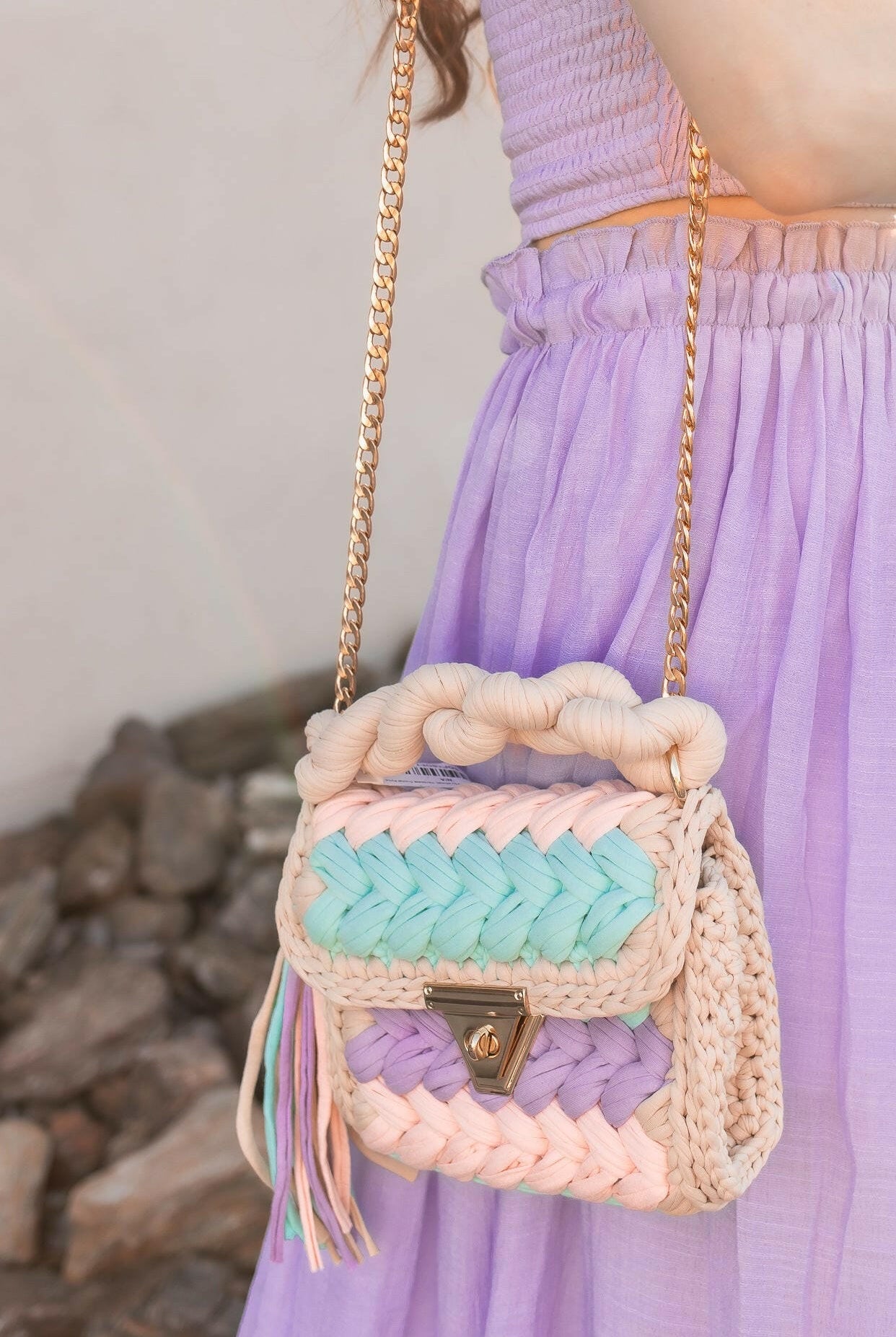 Soft Serenity Handmade Crochet Purse-handbags-Krush Kandy, Women's Online Fashion Boutique Located in Phoenix, Arizona (Scottsdale Area)