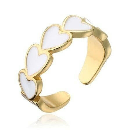 (4 COLORS!) Linked Forever Hearts Enamel Ring-Rings-Krush Kandy, Women's Online Fashion Boutique Located in Phoenix, Arizona (Scottsdale Area)