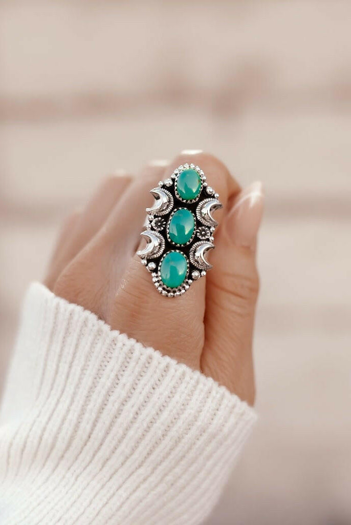 La Luna Turquoise Stone Ring | Krush Exclusive-Crawler Rings-Krush Kandy, Women's Online Fashion Boutique Located in Phoenix, Arizona (Scottsdale Area)