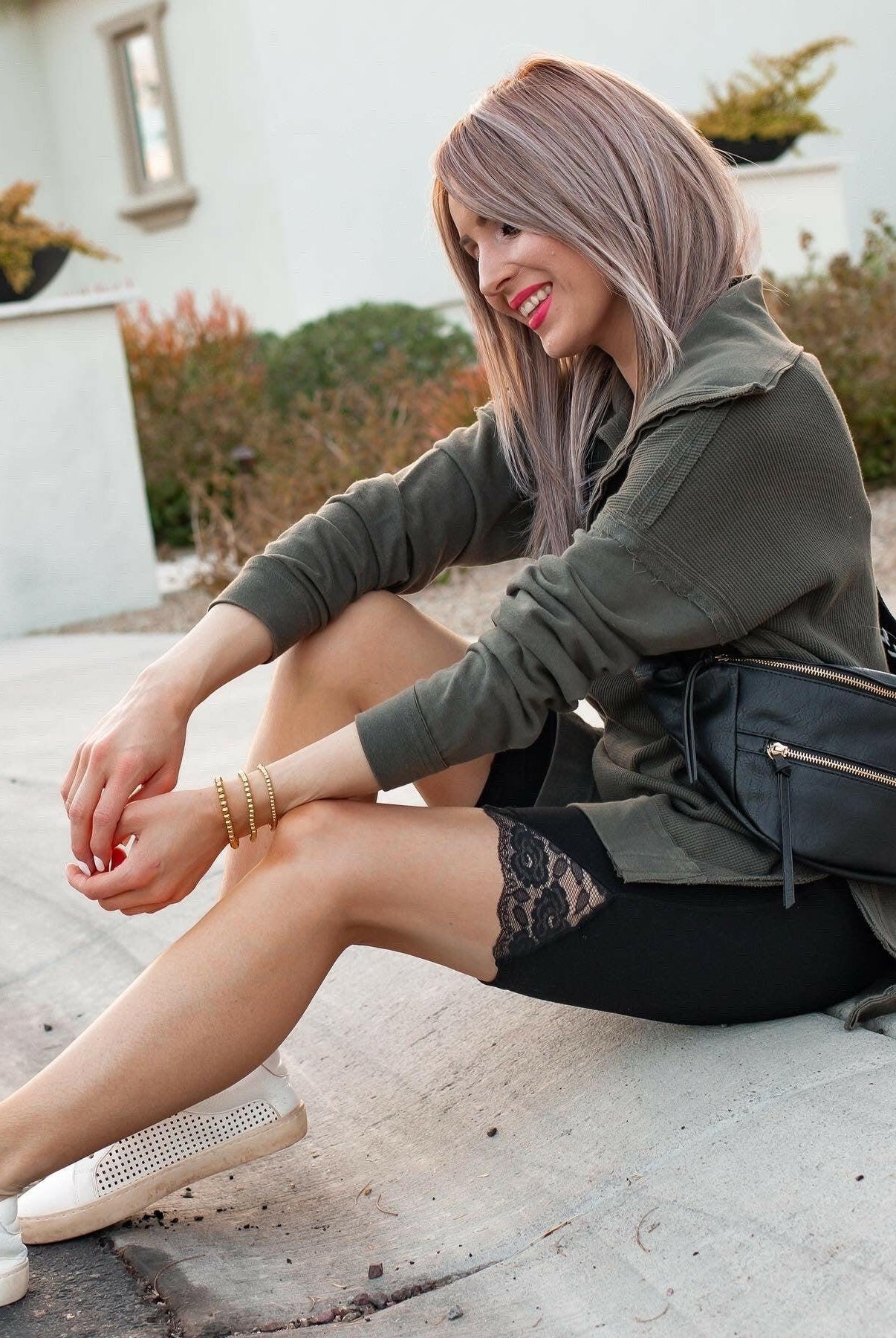 Mono B Feeling Fine Floral Lace Accent Highwaist Biker Short Leggings-Shorts-Krush Kandy, Women's Online Fashion Boutique Located in Phoenix, Arizona (Scottsdale Area)