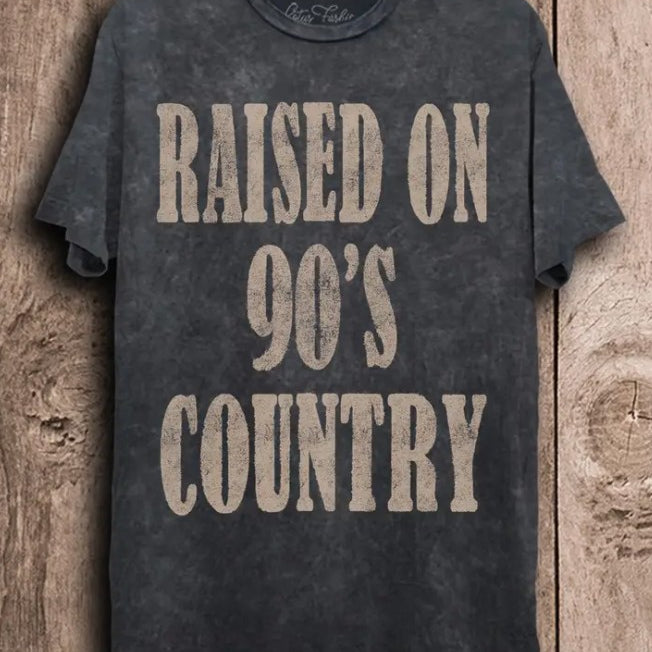 Raised on 90's Country Mineral Washed Graphic Tee