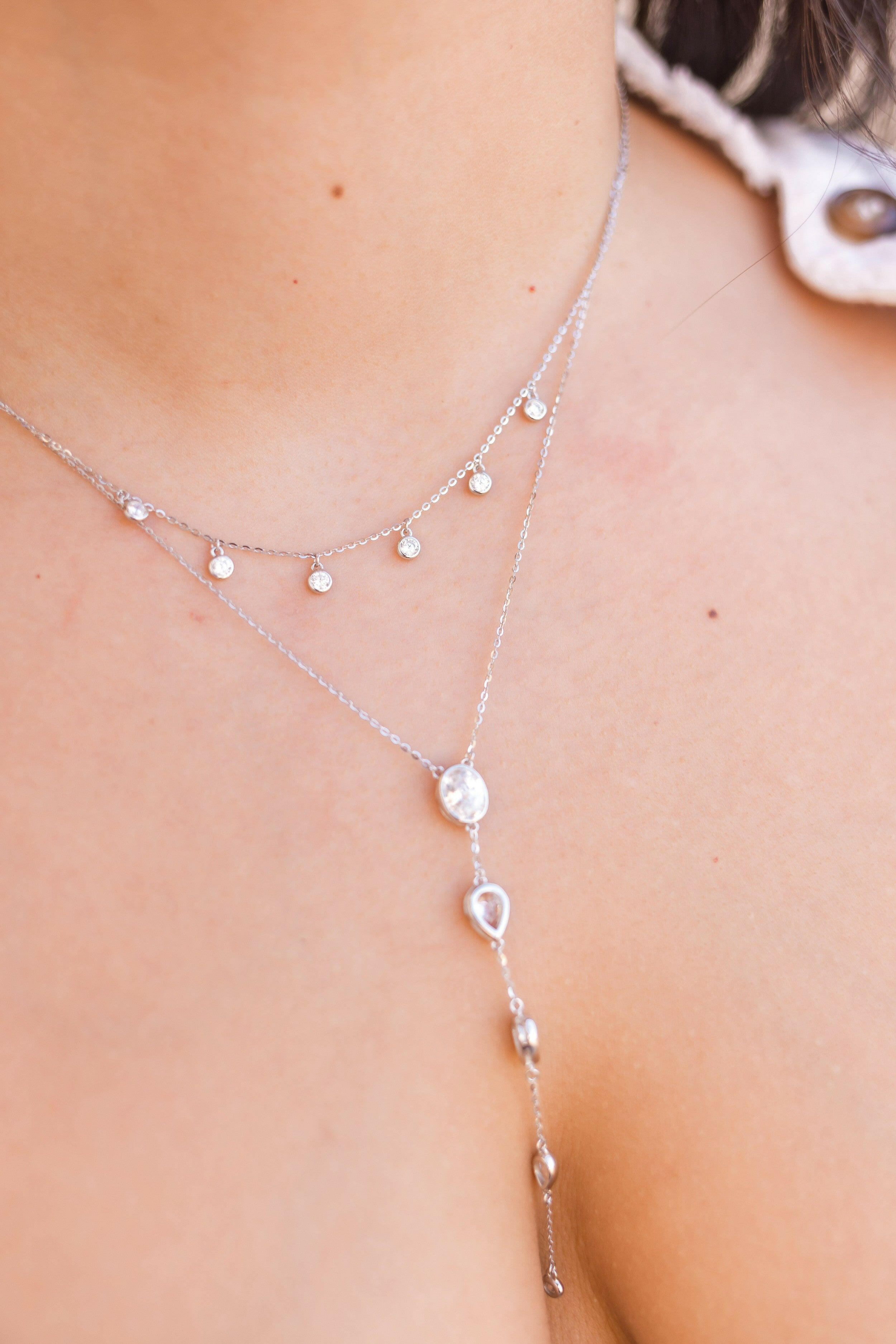 Double Layer Chain Tassel Lariat Necklace-Necklaces-Krush Kandy, Women's Online Fashion Boutique Located in Phoenix, Arizona (Scottsdale Area)