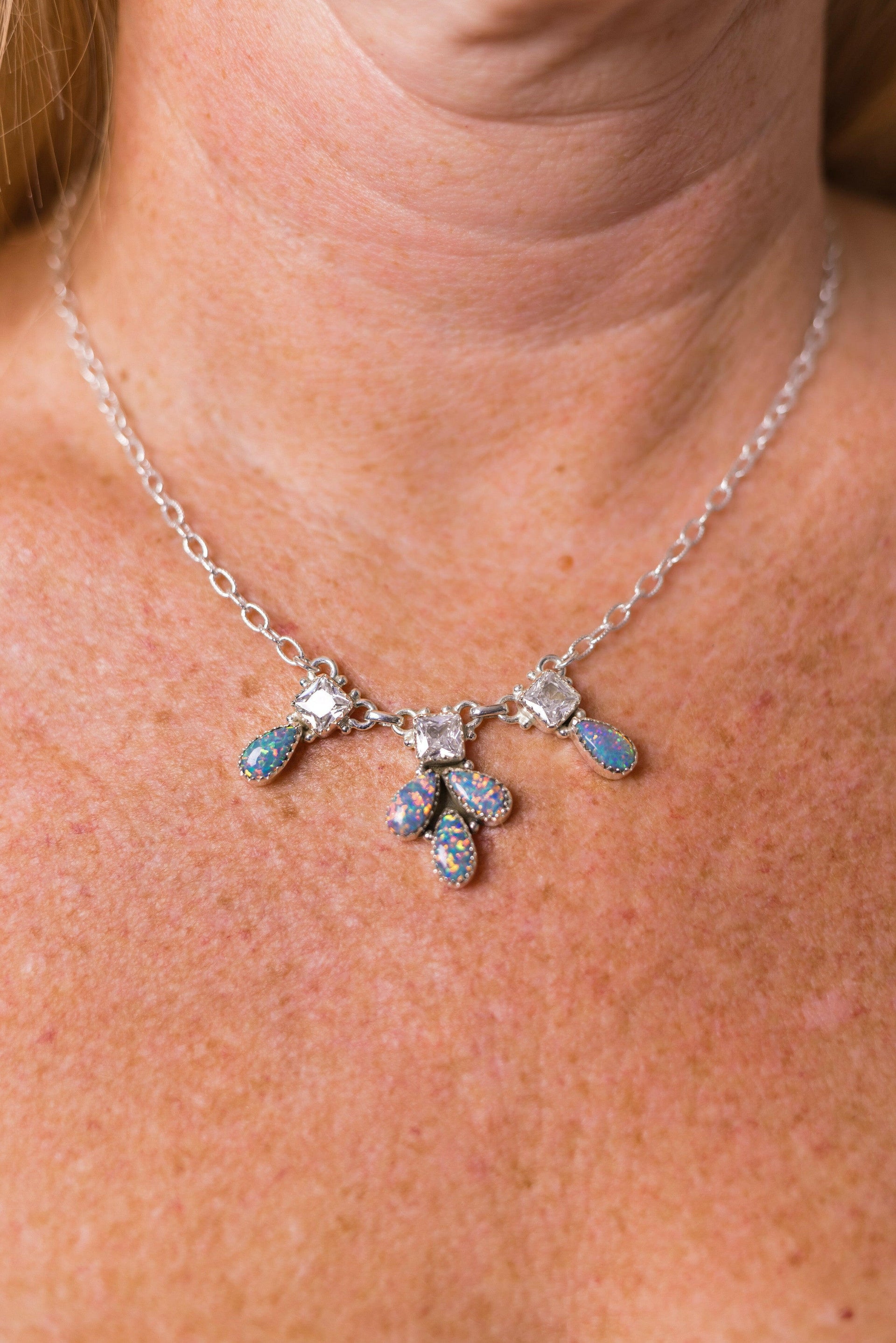 Sierra Opal Petals CZ Necklace-Necklaces-Krush Kandy, Women's Online Fashion Boutique Located in Phoenix, Arizona (Scottsdale Area)