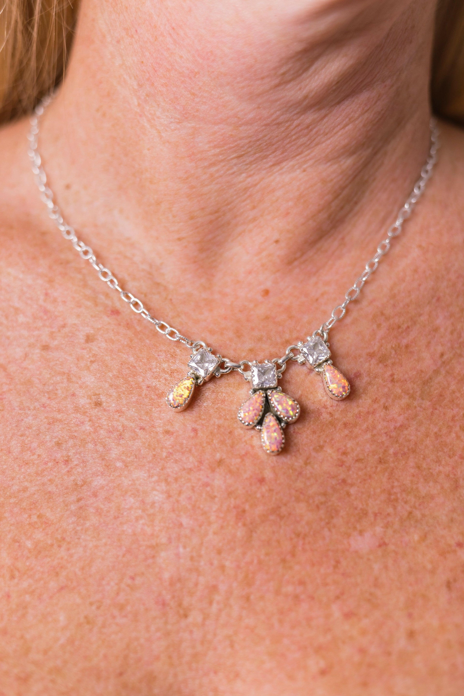 Sierra Opal Petals CZ Necklace-Necklaces-Krush Kandy, Women's Online Fashion Boutique Located in Phoenix, Arizona (Scottsdale Area)