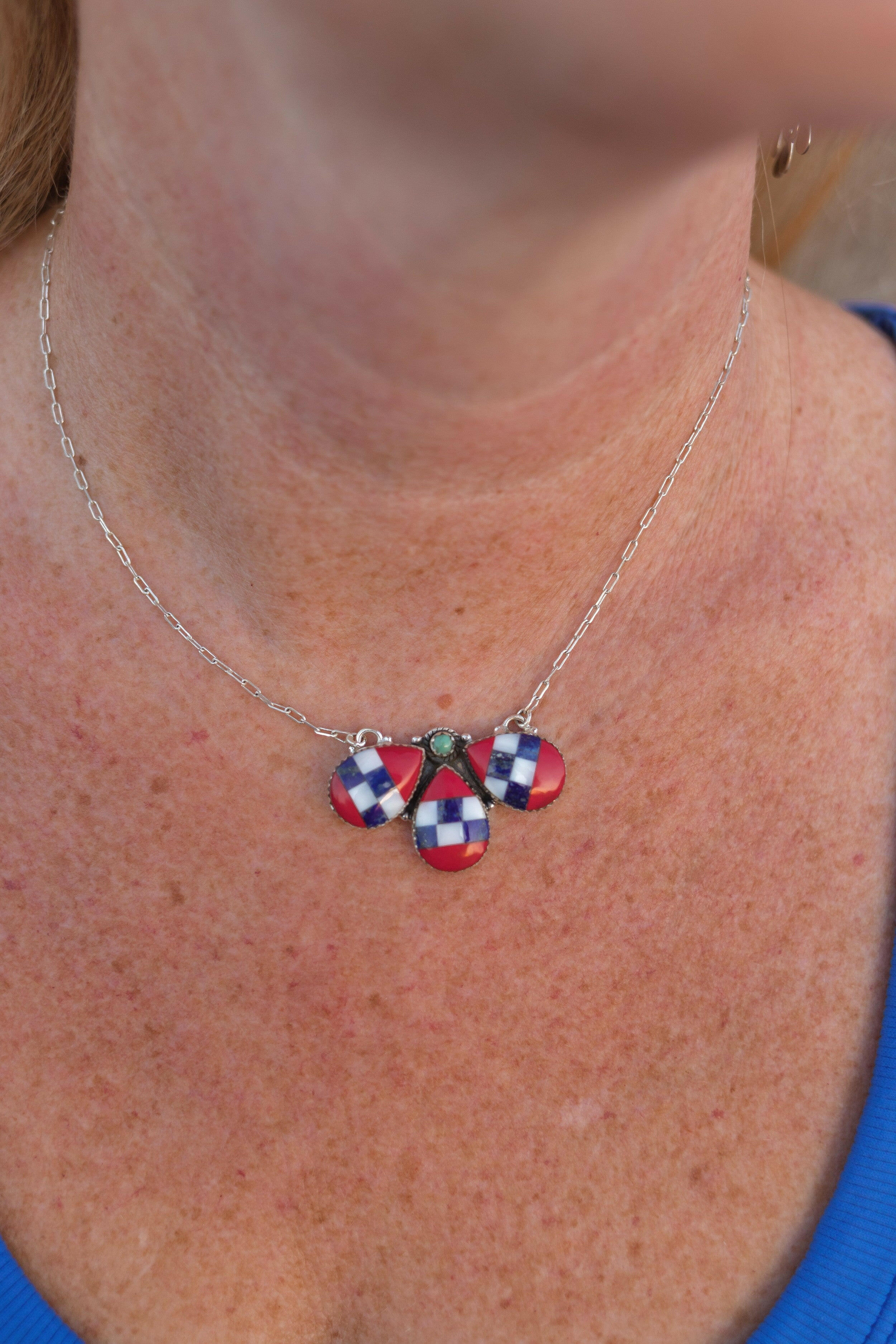 Checkered and Stripes Petals Necklace-Necklaces-Krush Kandy, Women's Online Fashion Boutique Located in Phoenix, Arizona (Scottsdale Area)