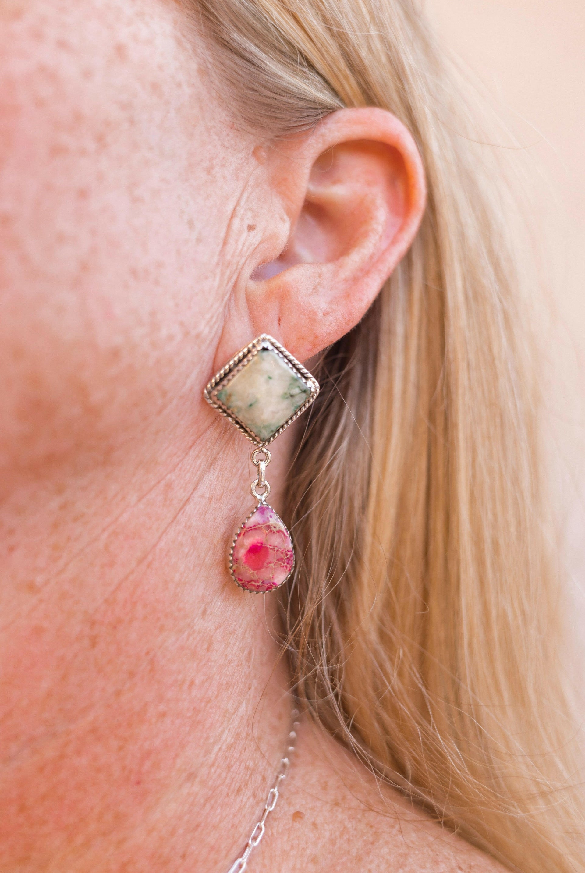 One of a Kind Desert Jasper Slab Earrings-Earrings-Krush Kandy, Women's Online Fashion Boutique Located in Phoenix, Arizona (Scottsdale Area)