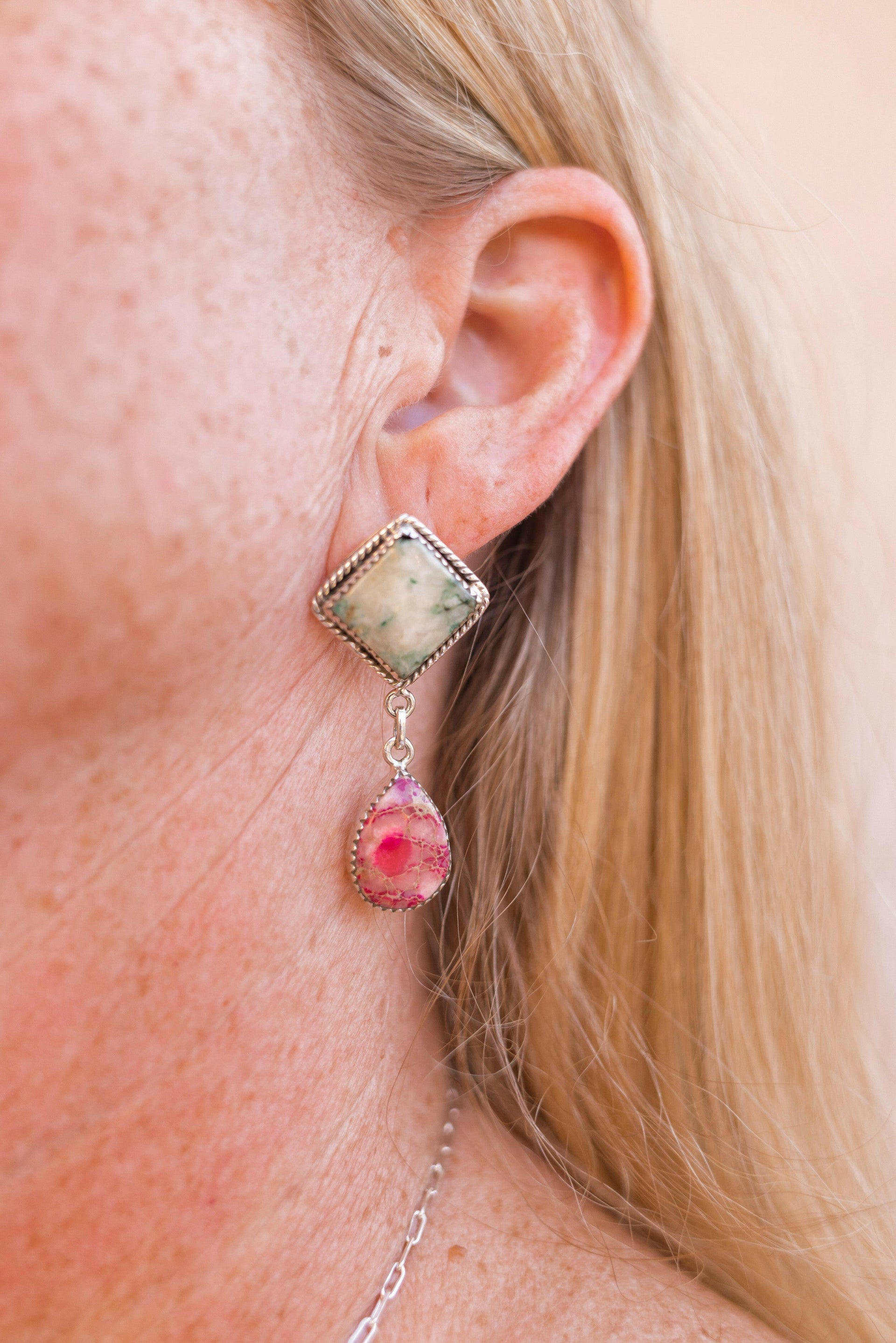 One of a Kind Desert Jasper Slab Earrings-Earrings-Krush Kandy, Women's Online Fashion Boutique Located in Phoenix, Arizona (Scottsdale Area)