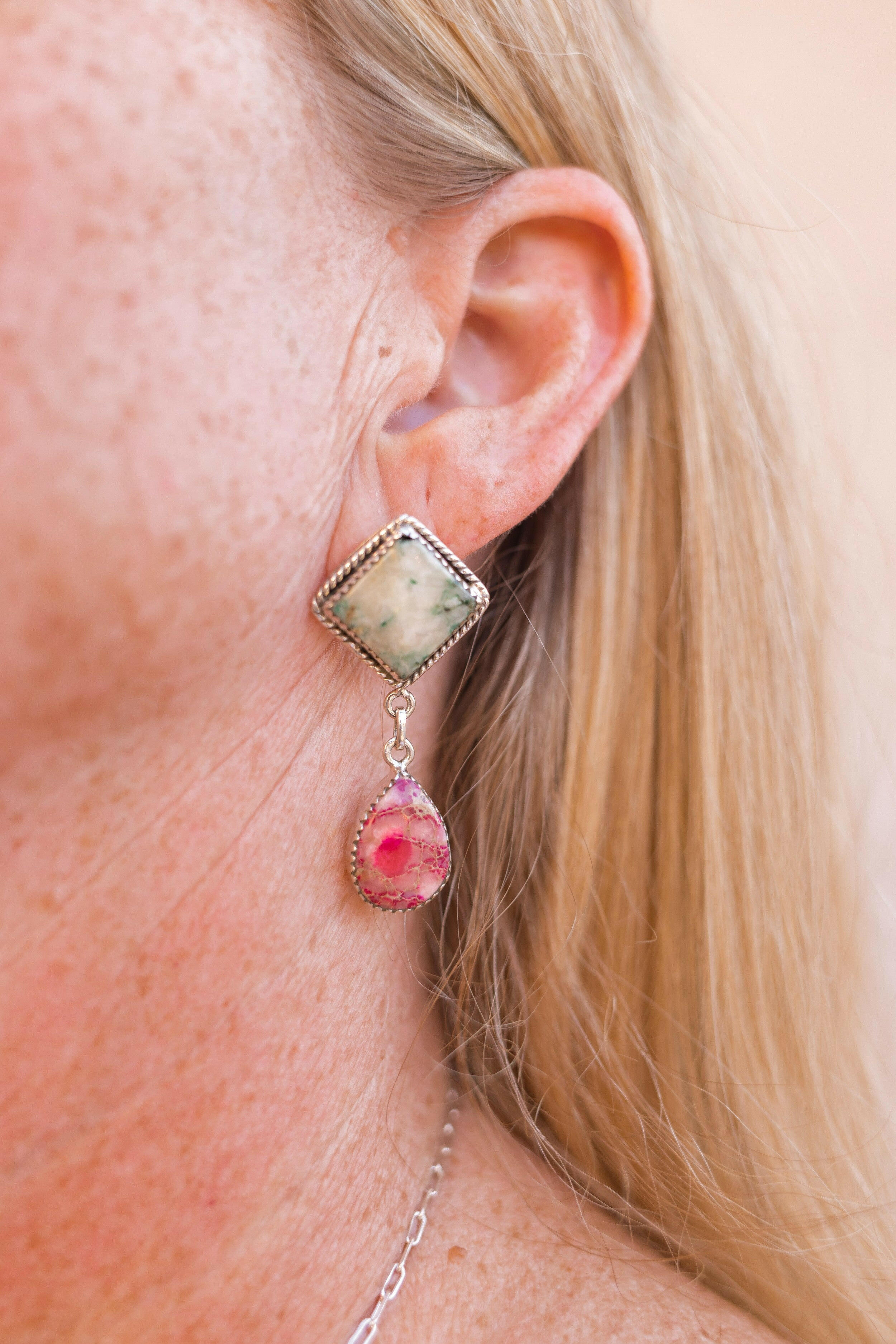 One of a Kind Desert Jasper Slab Earrings-Earrings-Krush Kandy, Women's Online Fashion Boutique Located in Phoenix, Arizona (Scottsdale Area)