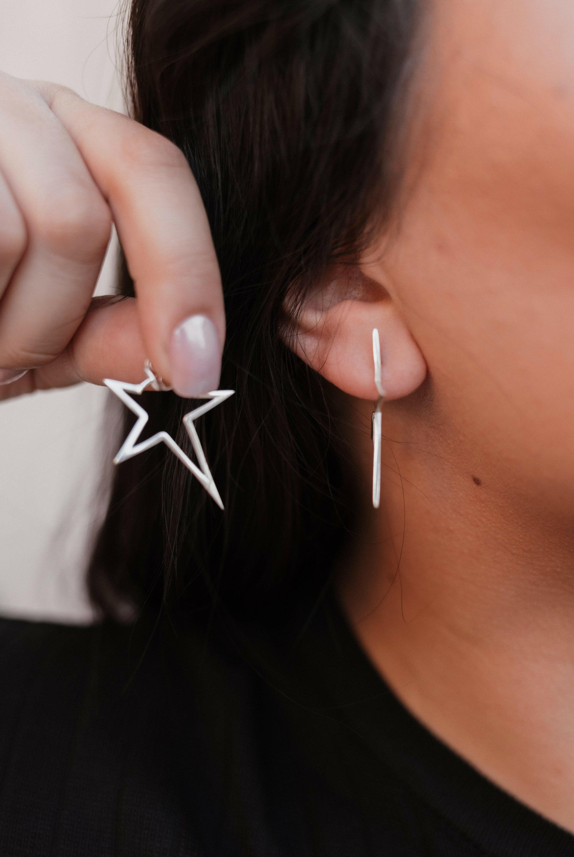 Twilight Silver Star Earrings-Earrings-Krush Kandy, Women's Online Fashion Boutique Located in Phoenix, Arizona (Scottsdale Area)