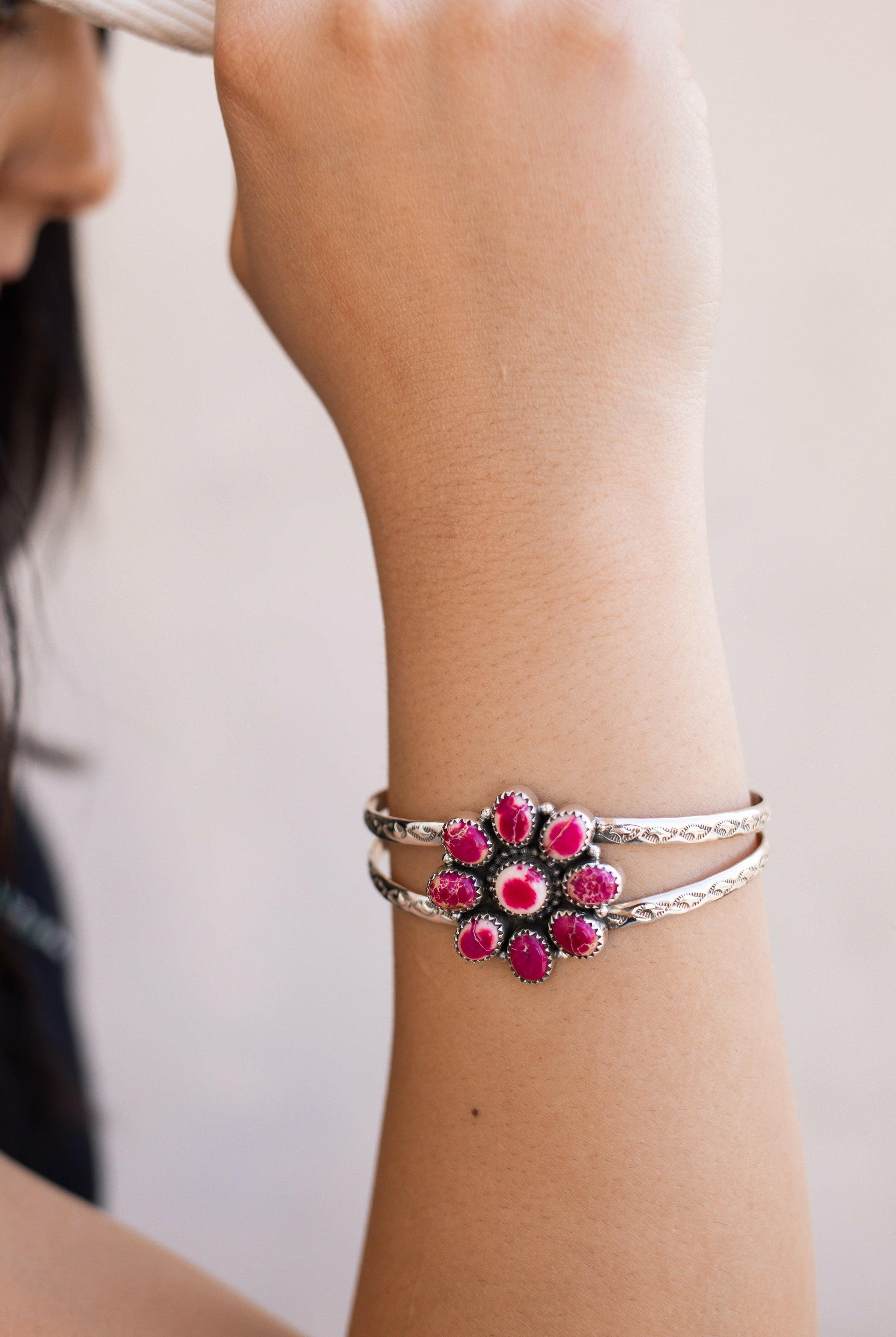 Desert Jasper Daisy Stone Cuffs-Bracelets-Krush Kandy, Women's Online Fashion Boutique Located in Phoenix, Arizona (Scottsdale Area)