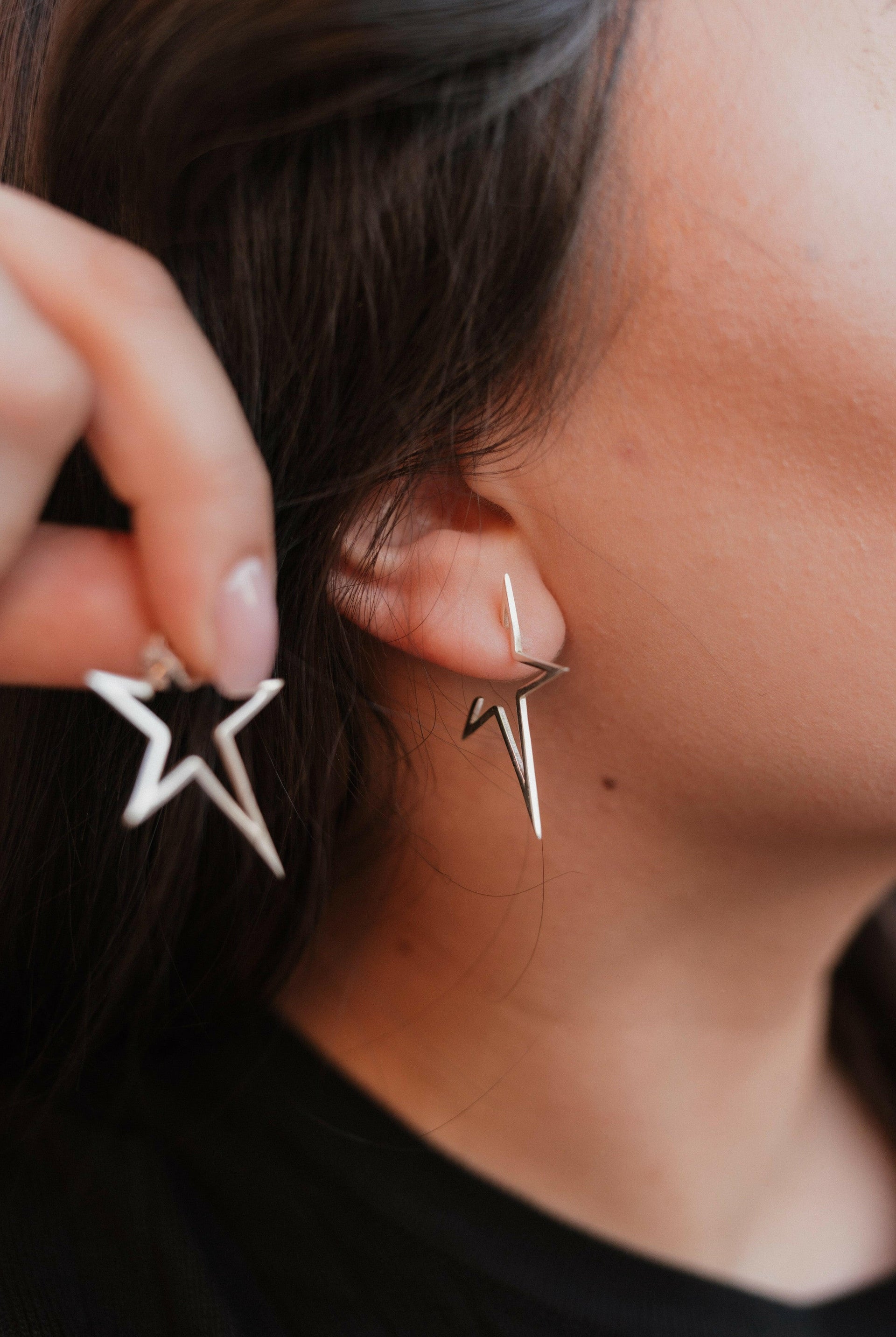 Twilight Silver Star Earrings-Earrings-Krush Kandy, Women's Online Fashion Boutique Located in Phoenix, Arizona (Scottsdale Area)