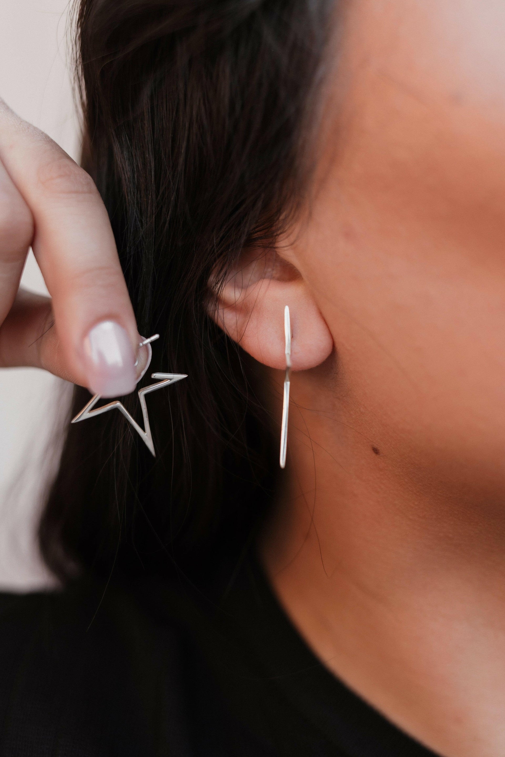 Twilight Silver Star Earrings-Earrings-Krush Kandy, Women's Online Fashion Boutique Located in Phoenix, Arizona (Scottsdale Area)