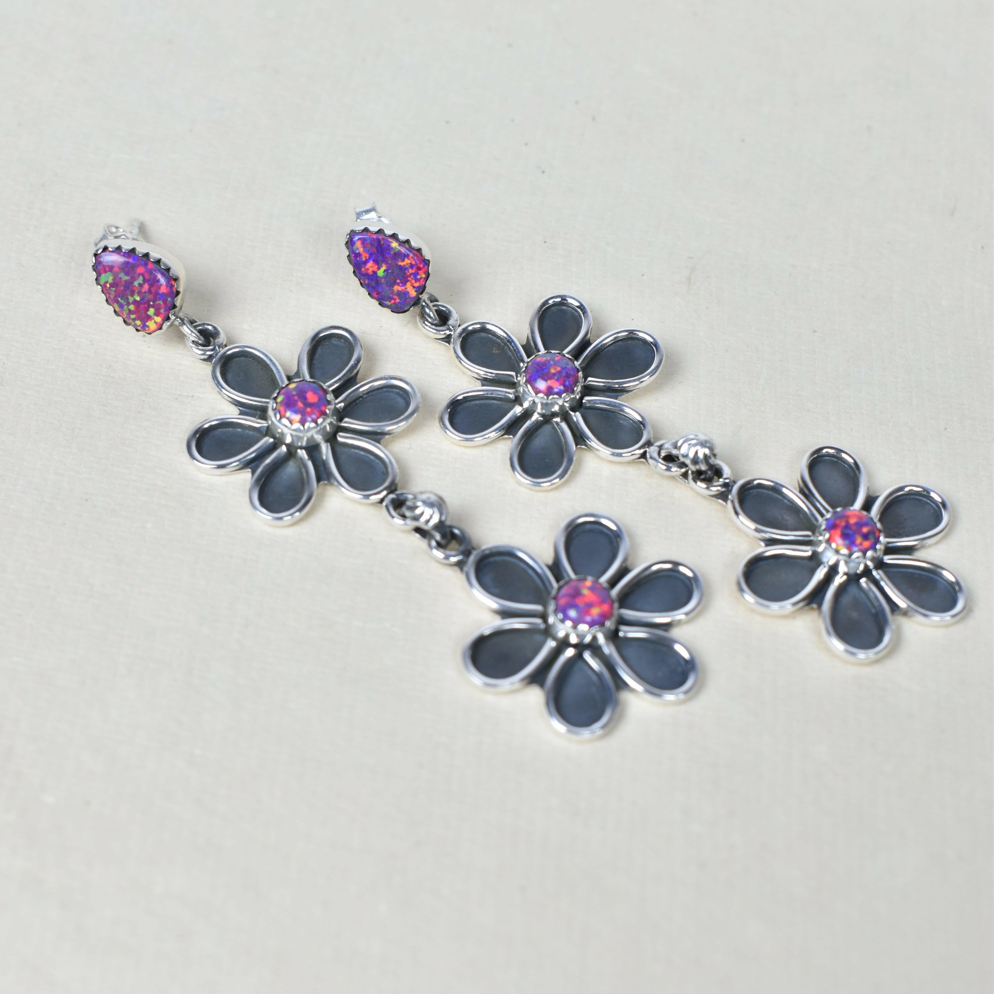 Double Daisy Dangle Earrings-Drop Earrings-Krush Kandy, Women's Online Fashion Boutique Located in Phoenix, Arizona (Scottsdale Area)