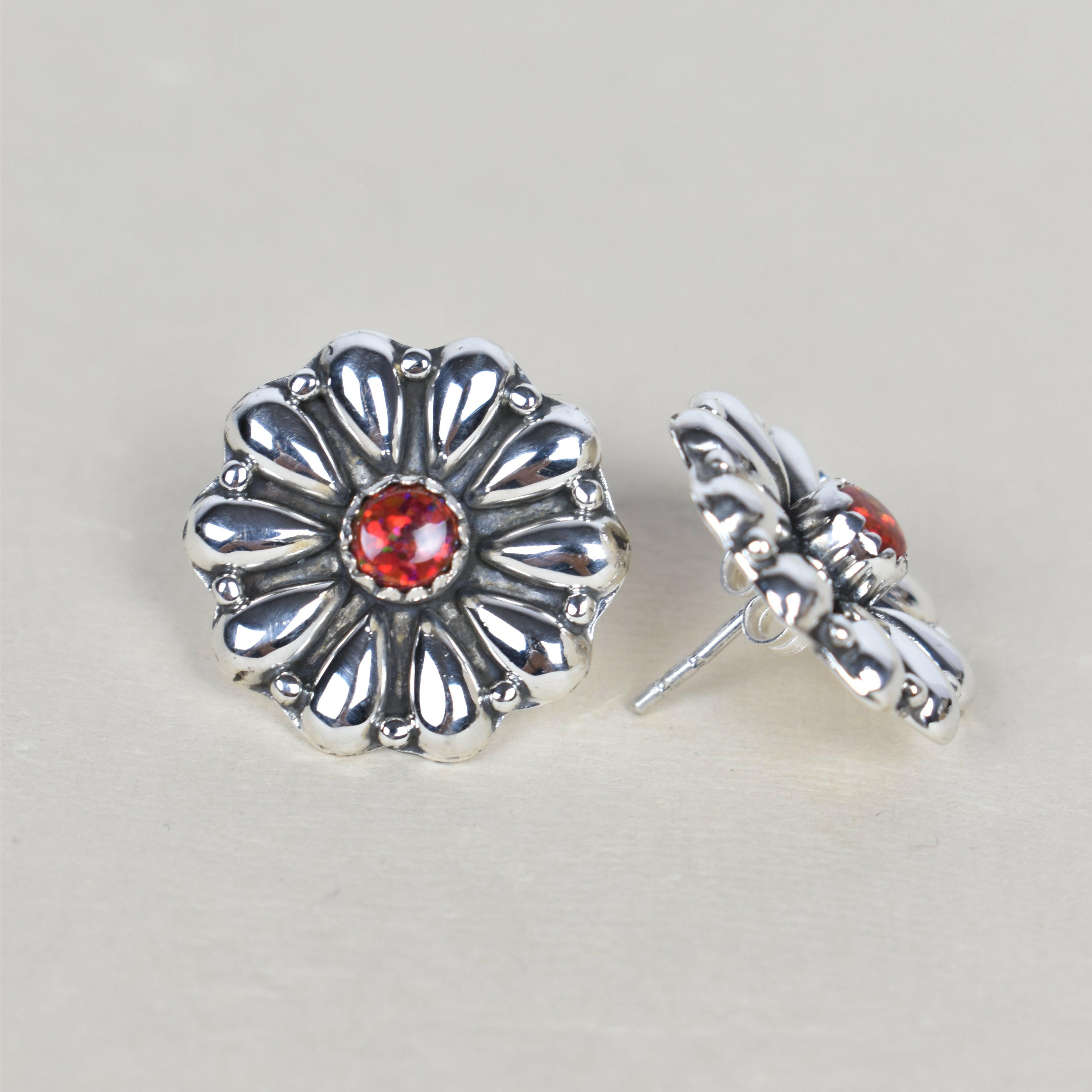 Sterling Silver Daisy Concho Stud Earrings-Stud Earrings-Krush Kandy, Women's Online Fashion Boutique Located in Phoenix, Arizona (Scottsdale Area)