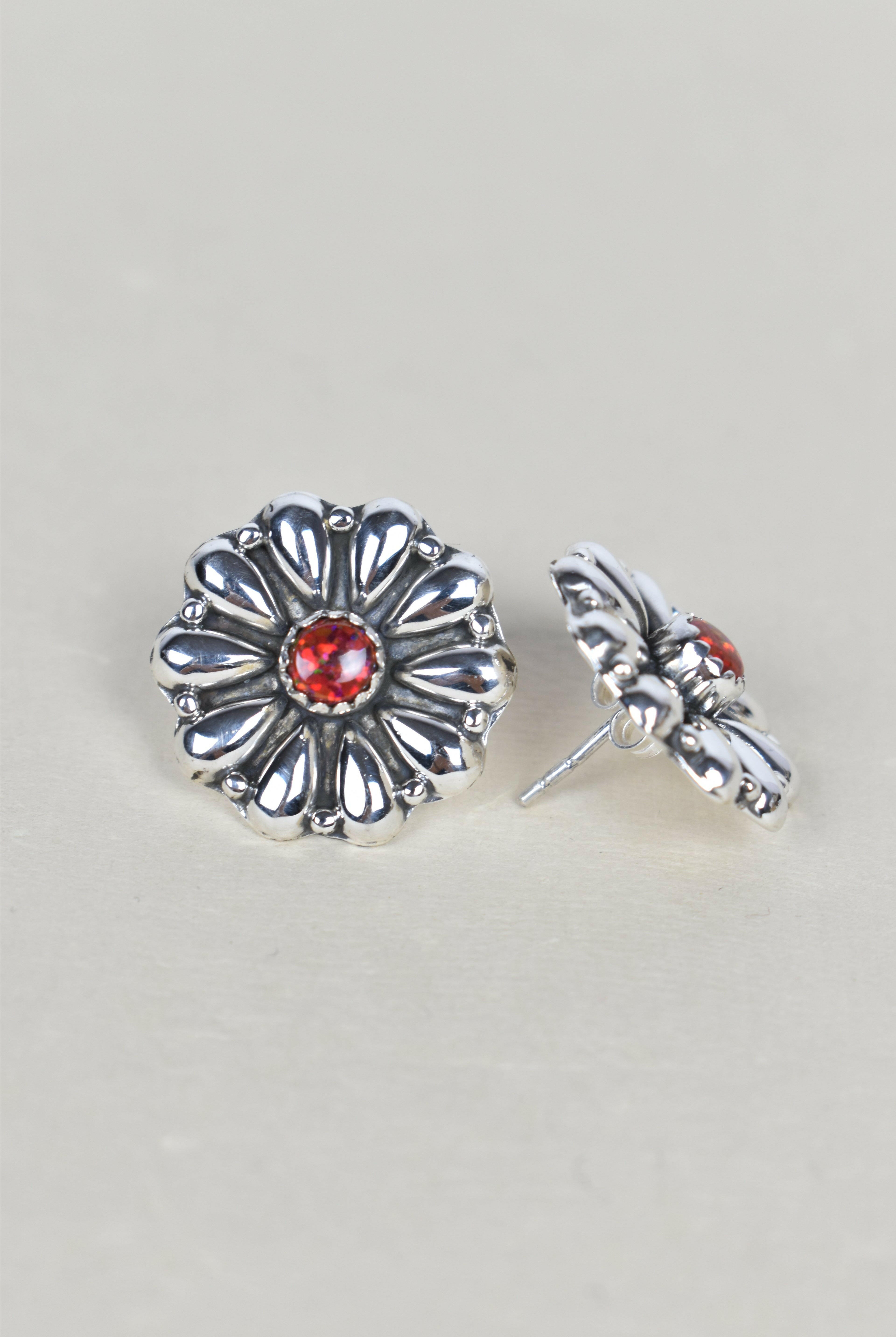 Sterling Silver Daisy Concho Stud Earrings-Stud Earrings-Krush Kandy, Women's Online Fashion Boutique Located in Phoenix, Arizona (Scottsdale Area)