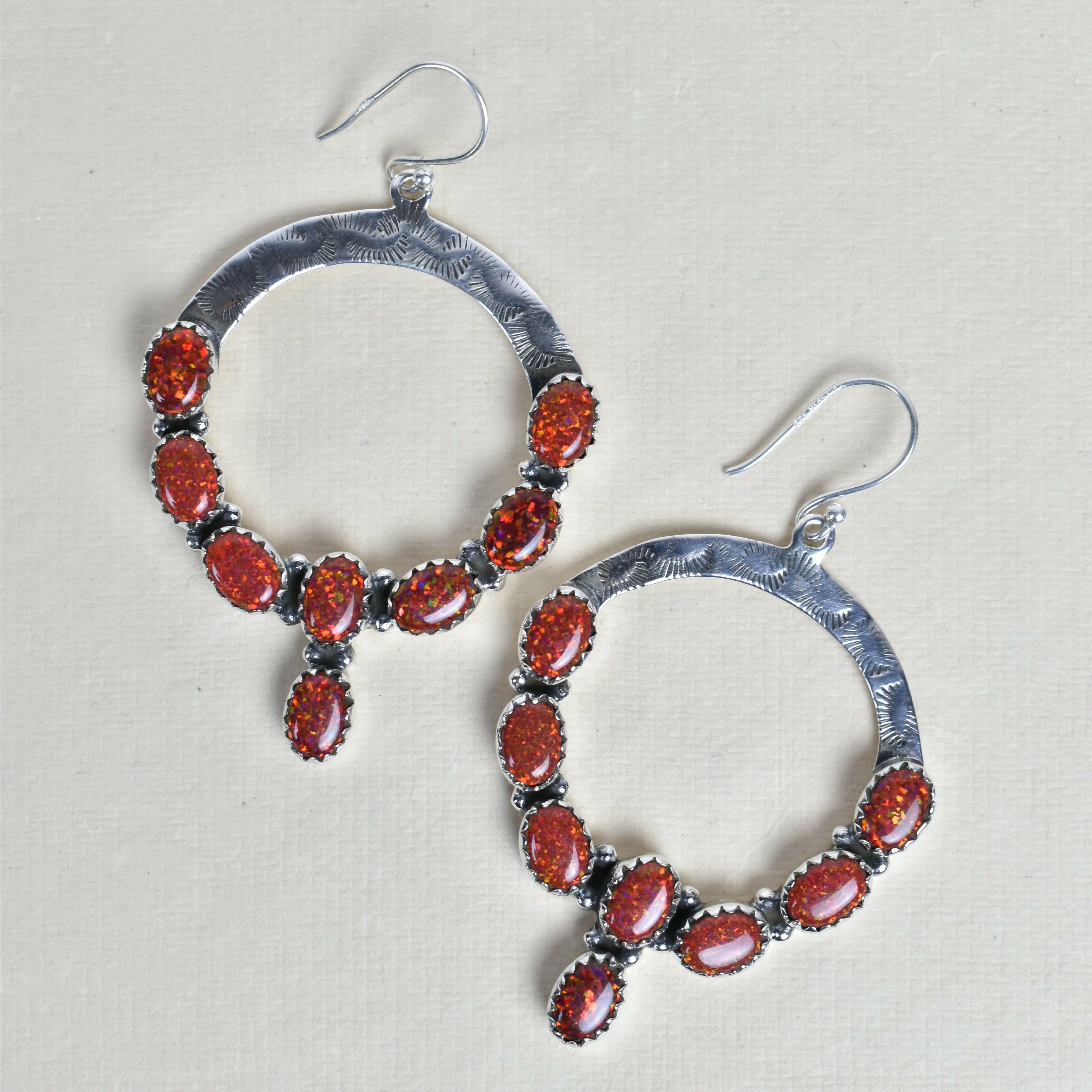 Hammered Hoop & Gemmed Loop Earring-Hoop Earrings-Krush Kandy, Women's Online Fashion Boutique Located in Phoenix, Arizona (Scottsdale Area)