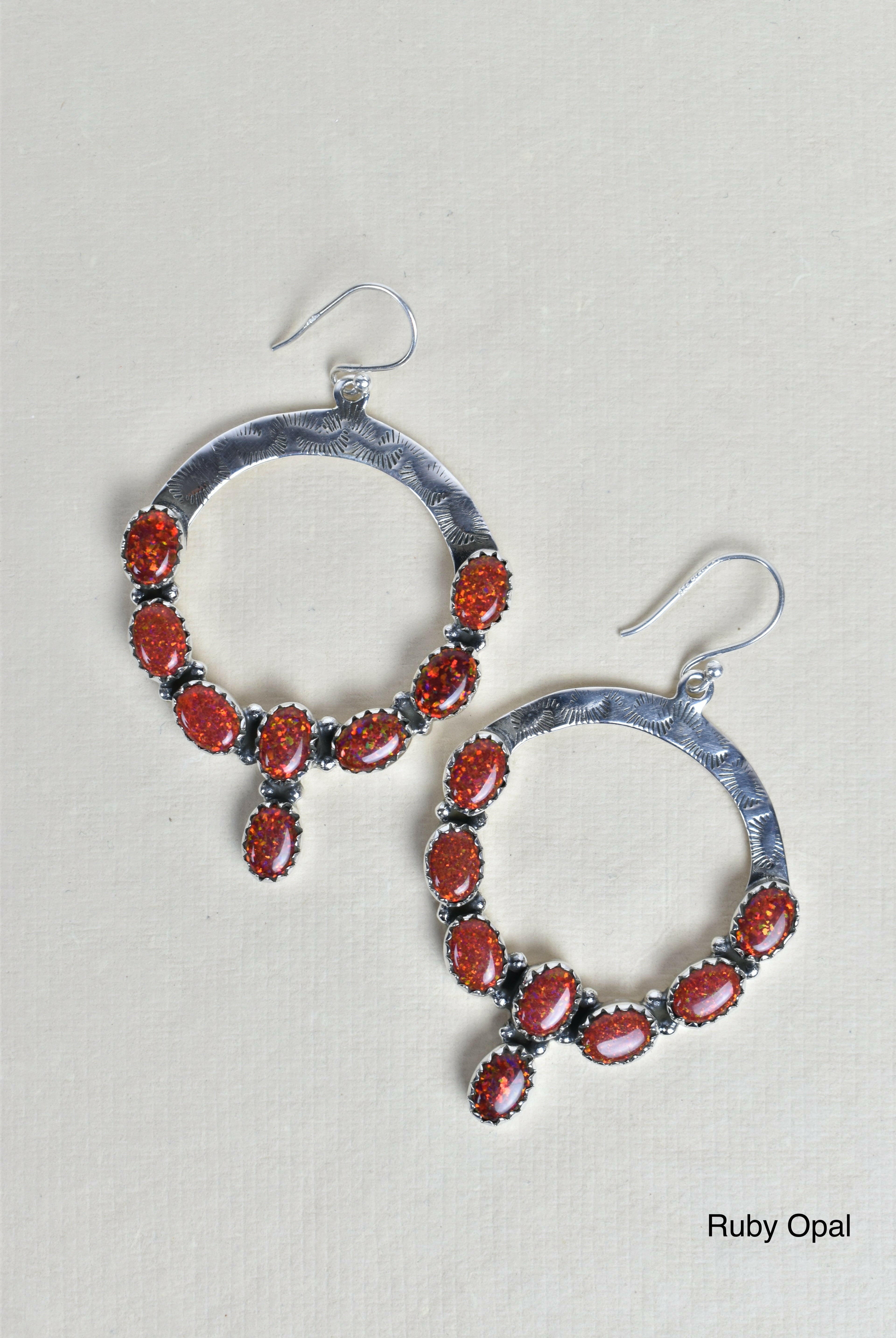 Hammered Hoop & Gemmed Loop Earring-Hoop Earrings-Krush Kandy, Women's Online Fashion Boutique Located in Phoenix, Arizona (Scottsdale Area)