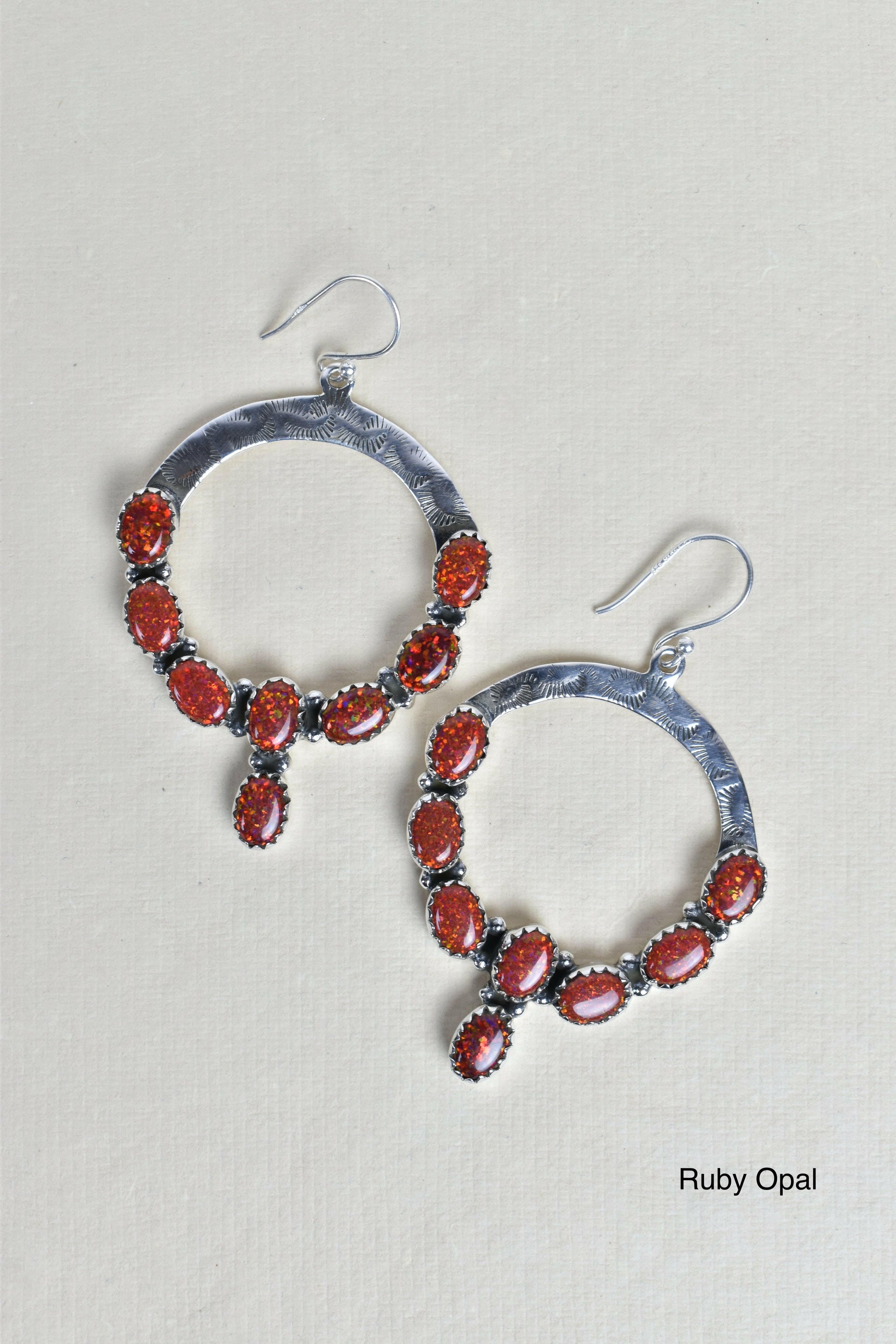 Hammered Hoop & Gemmed Loop Earring-Hoop Earrings-Krush Kandy, Women's Online Fashion Boutique Located in Phoenix, Arizona (Scottsdale Area)