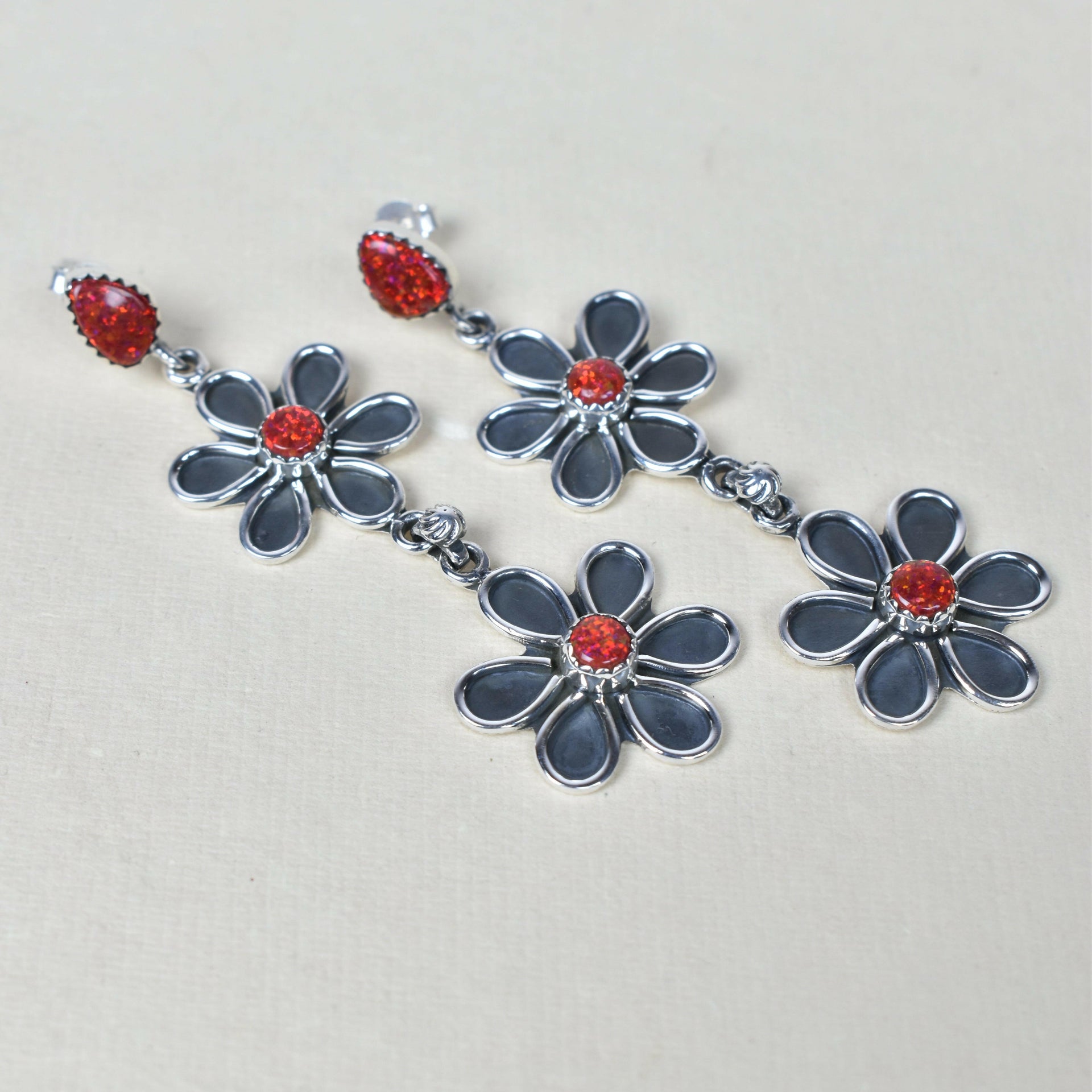 Double Daisy Dangle Earrings-Drop Earrings-Krush Kandy, Women's Online Fashion Boutique Located in Phoenix, Arizona (Scottsdale Area)