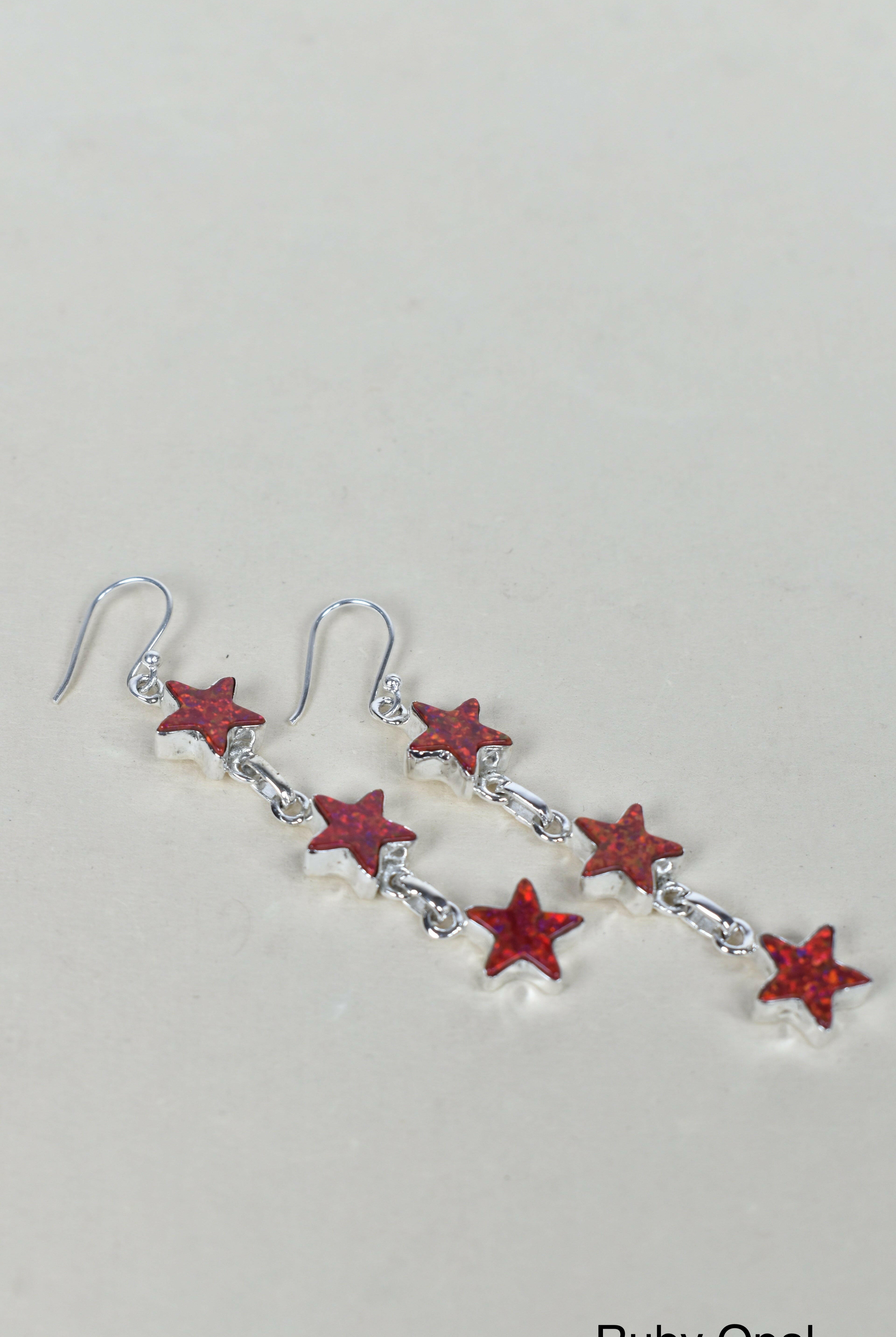 3 Star General Sterling Silver Earrings-Drop Earrings-Krush Kandy, Women's Online Fashion Boutique Located in Phoenix, Arizona (Scottsdale Area)