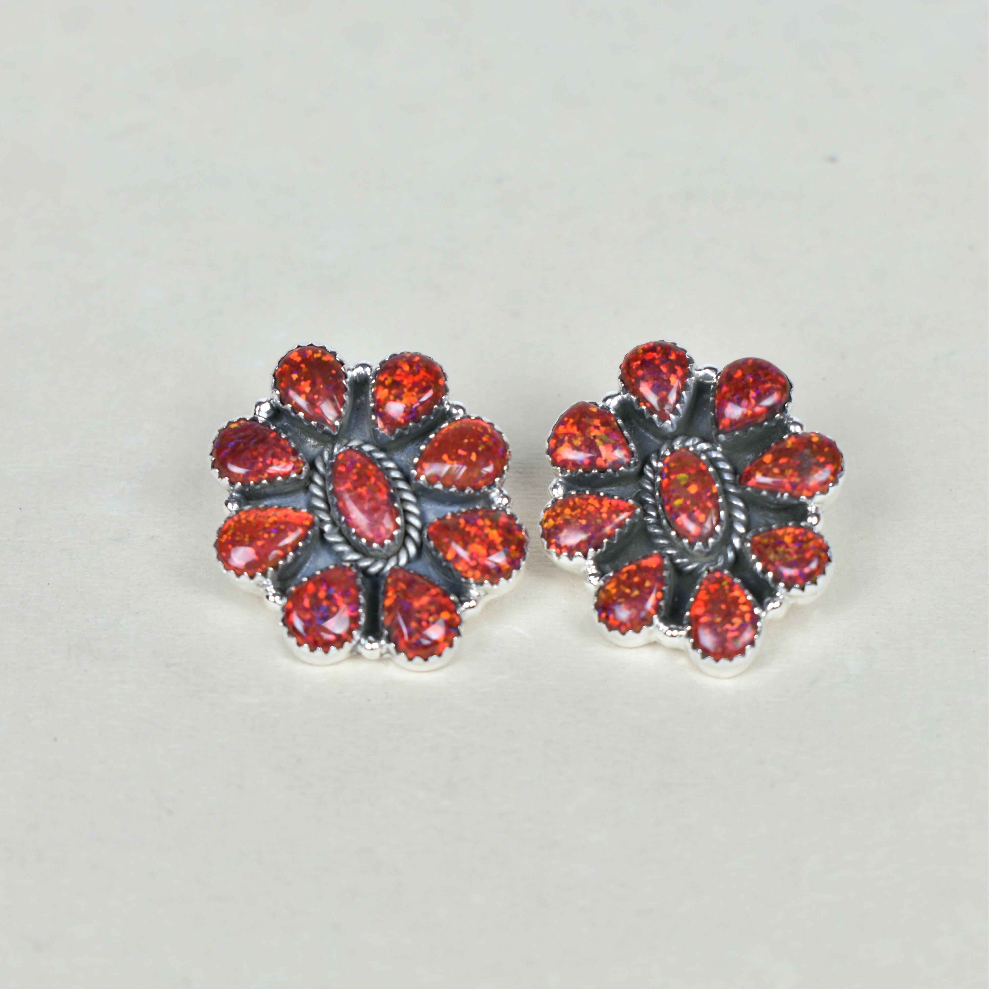 Stone Blossom Sterling Silver Earrings-Stud Earrings-Krush Kandy, Women's Online Fashion Boutique Located in Phoenix, Arizona (Scottsdale Area)