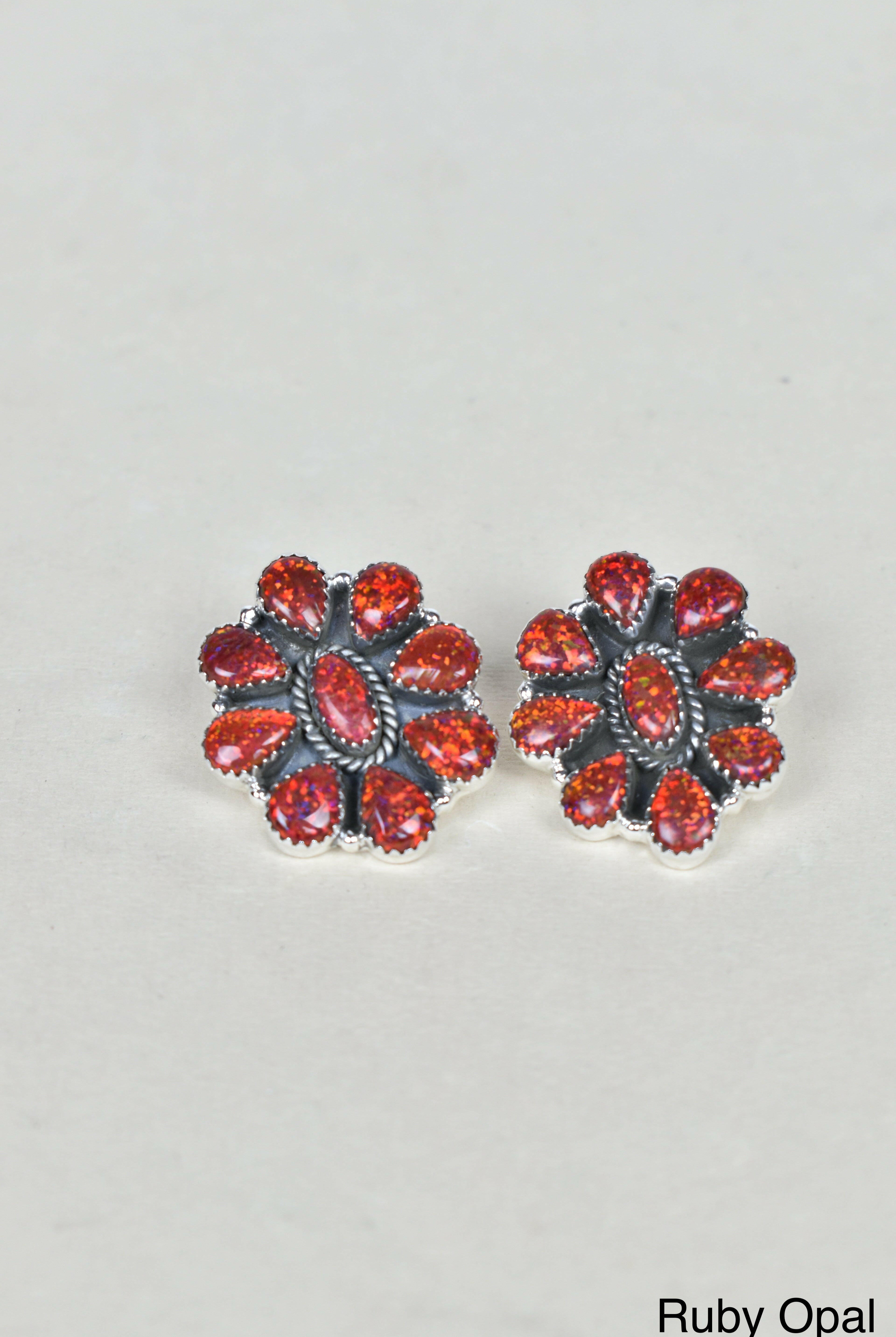 Stone Blossom Sterling Silver Earrings-Stud Earrings-Krush Kandy, Women's Online Fashion Boutique Located in Phoenix, Arizona (Scottsdale Area)