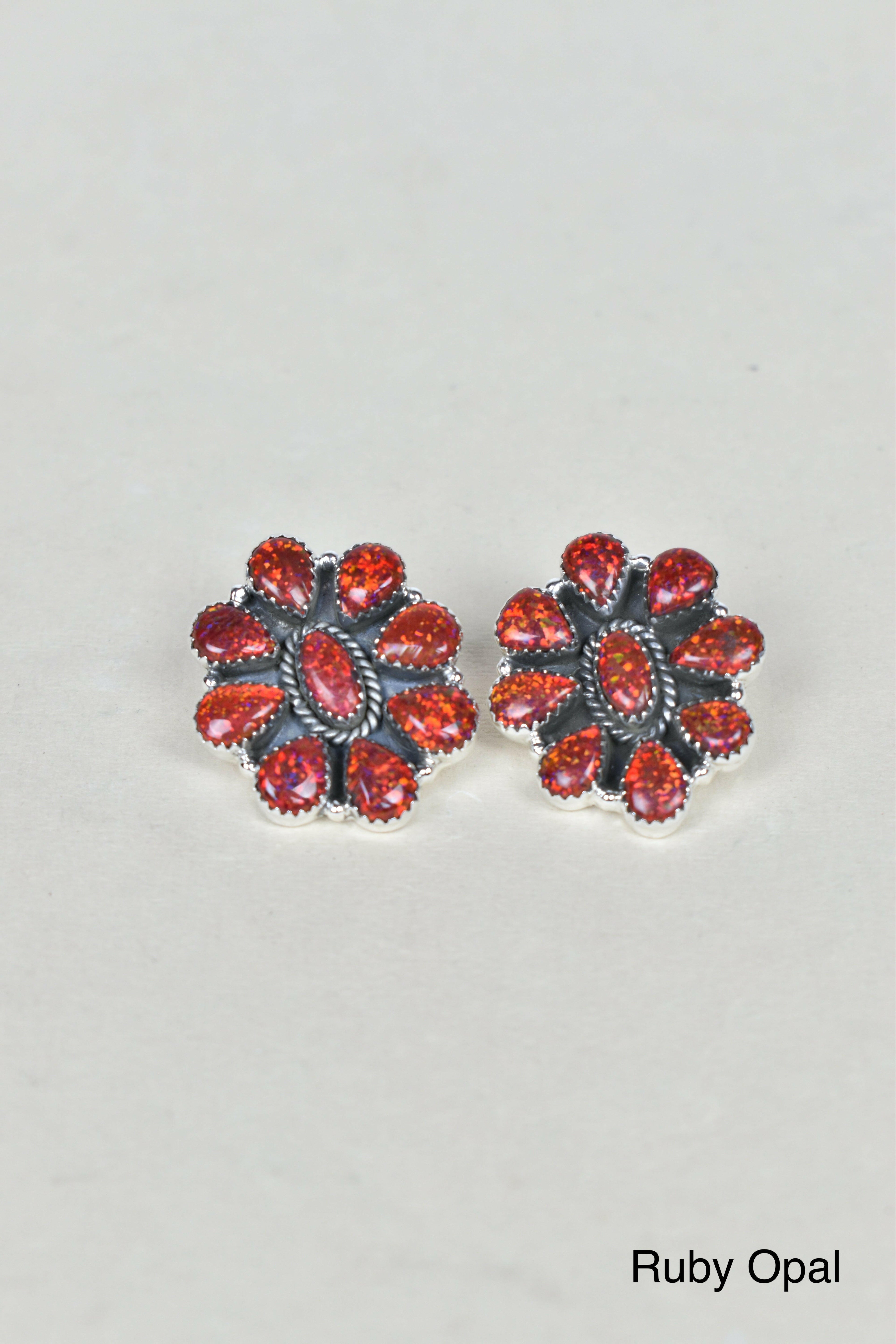 Stone Blossom Sterling Silver Earrings-Stud Earrings-Krush Kandy, Women's Online Fashion Boutique Located in Phoenix, Arizona (Scottsdale Area)