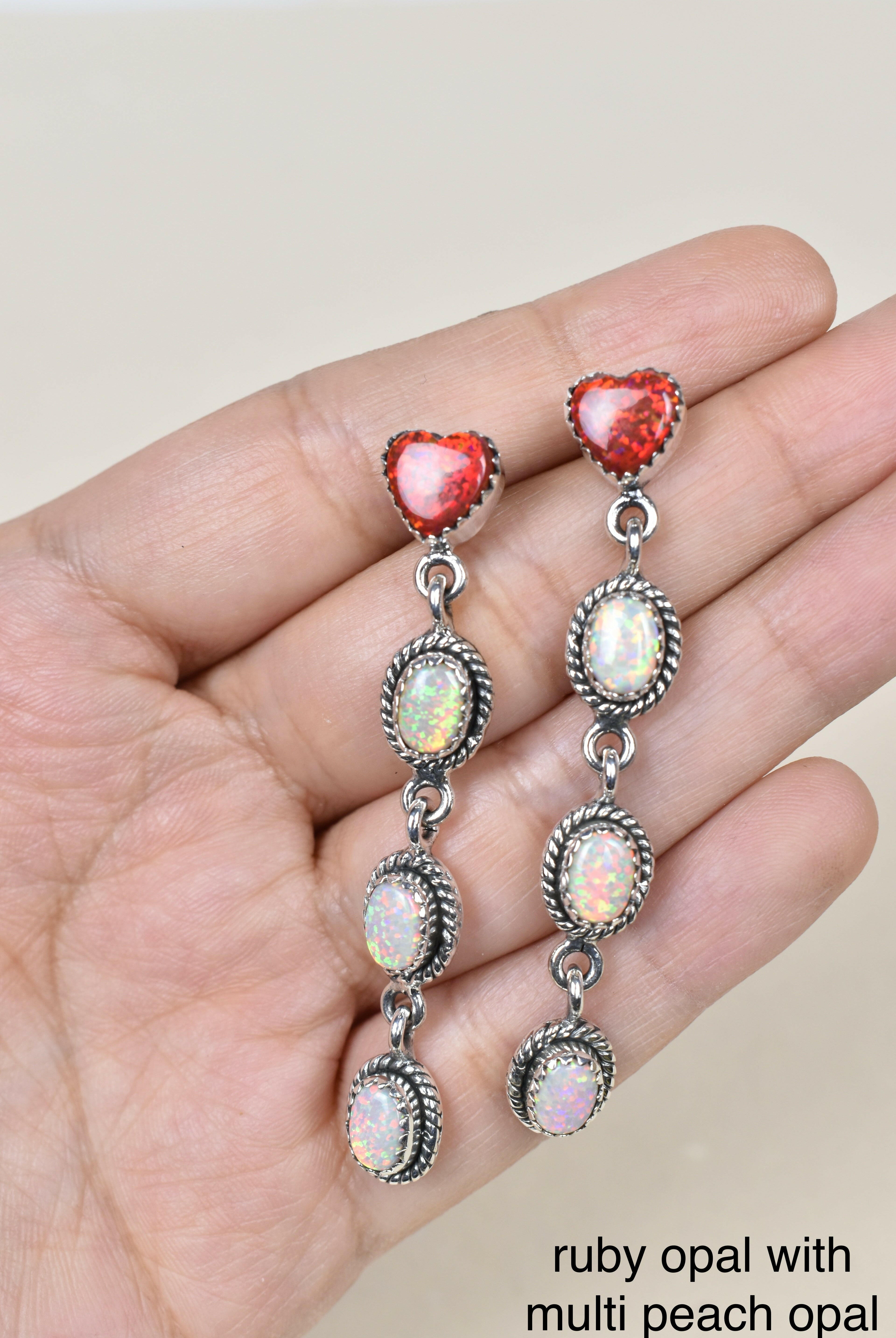Heart And Stone Dangle Earrings-Drop Earrings-Krush Kandy, Women's Online Fashion Boutique Located in Phoenix, Arizona (Scottsdale Area)