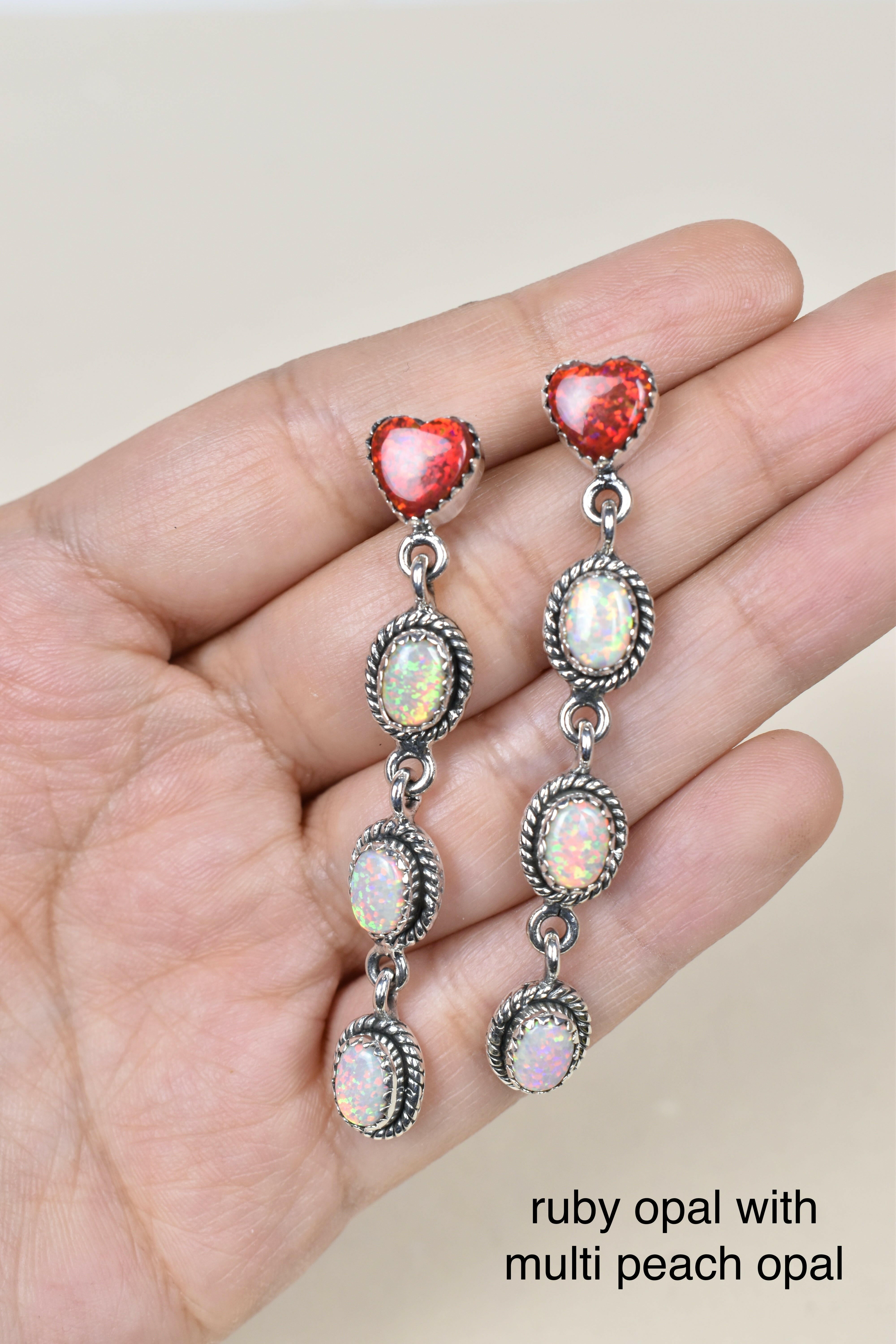 Heart And Stone Dangle Earrings-Drop Earrings-Krush Kandy, Women's Online Fashion Boutique Located in Phoenix, Arizona (Scottsdale Area)