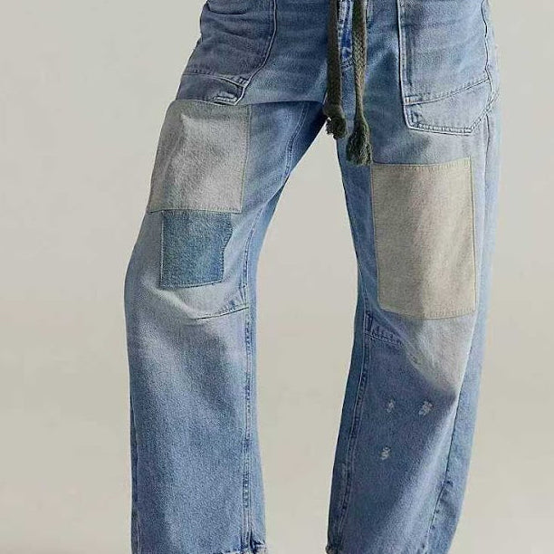 Wide Leg Patchwork Denim Pants-Denim-Krush Kandy, Women's Online Fashion Boutique Located in Phoenix, Arizona (Scottsdale Area)