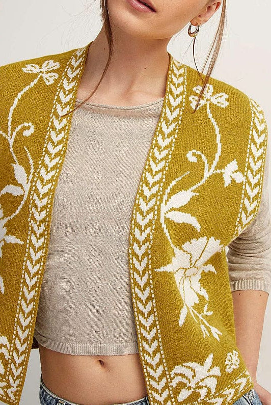 Floral Print Contrast Stitch Vest-Vests-Krush Kandy, Women's Online Fashion Boutique Located in Phoenix, Arizona (Scottsdale Area)