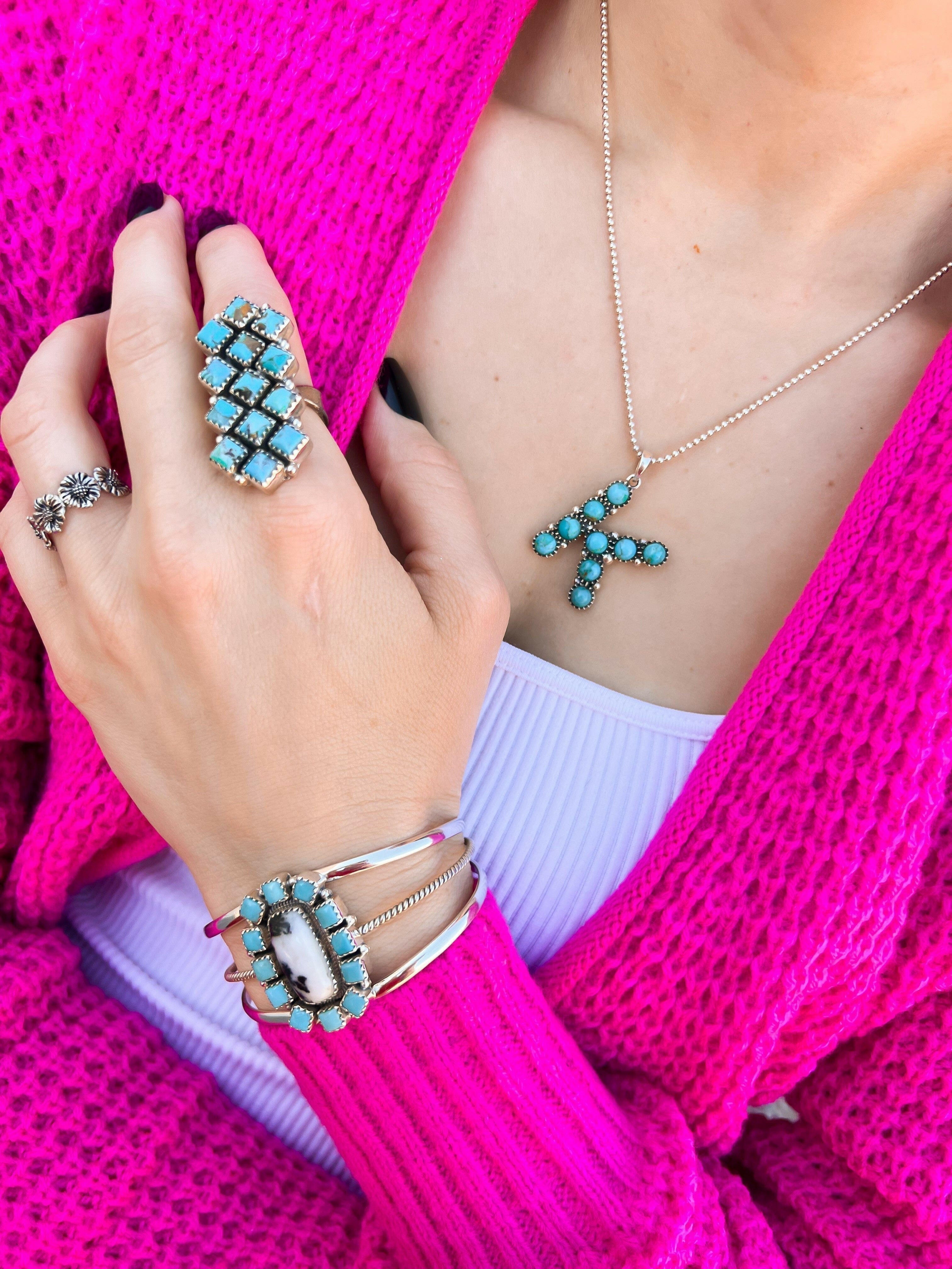 Sign Here Initial Stone Pendant MADE TO ORDER-Squash Blossom Necklaces-Krush Kandy, Women's Online Fashion Boutique Located in Phoenix, Arizona (Scottsdale Area)