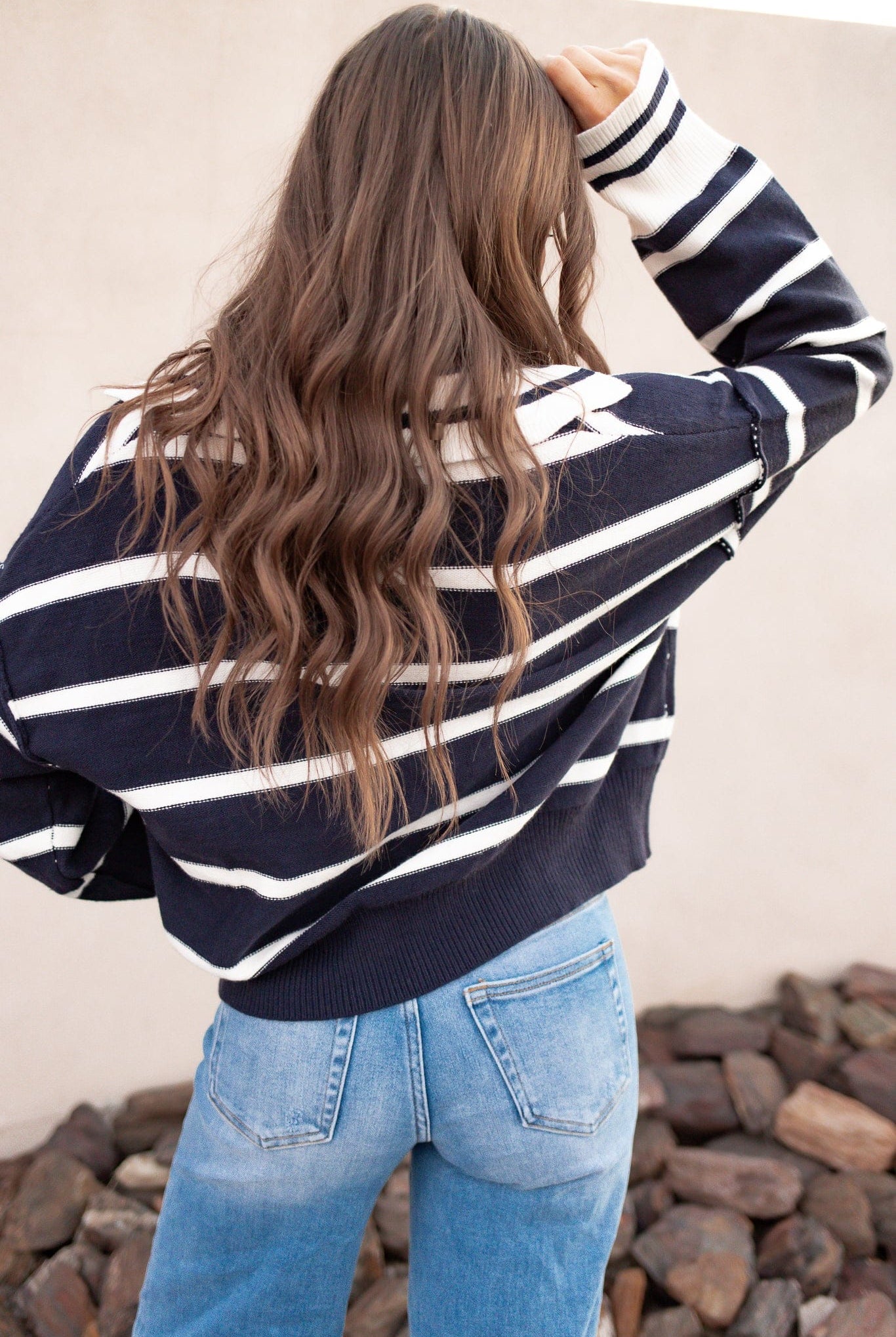 Valerie Stripe Long Sleeve Collar Sweater-Sweater-Krush Kandy, Women's Online Fashion Boutique Located in Phoenix, Arizona (Scottsdale Area)