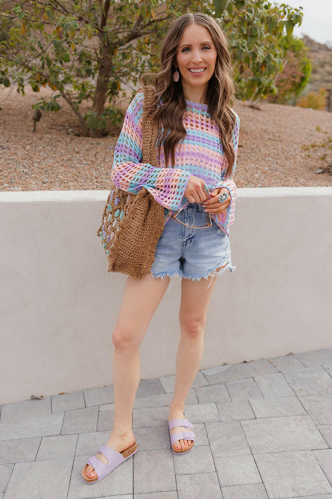 Dreamy Crotchet Pastel Top | S-XL-Sweaters-Krush Kandy, Women's Online Fashion Boutique Located in Phoenix, Arizona (Scottsdale Area)