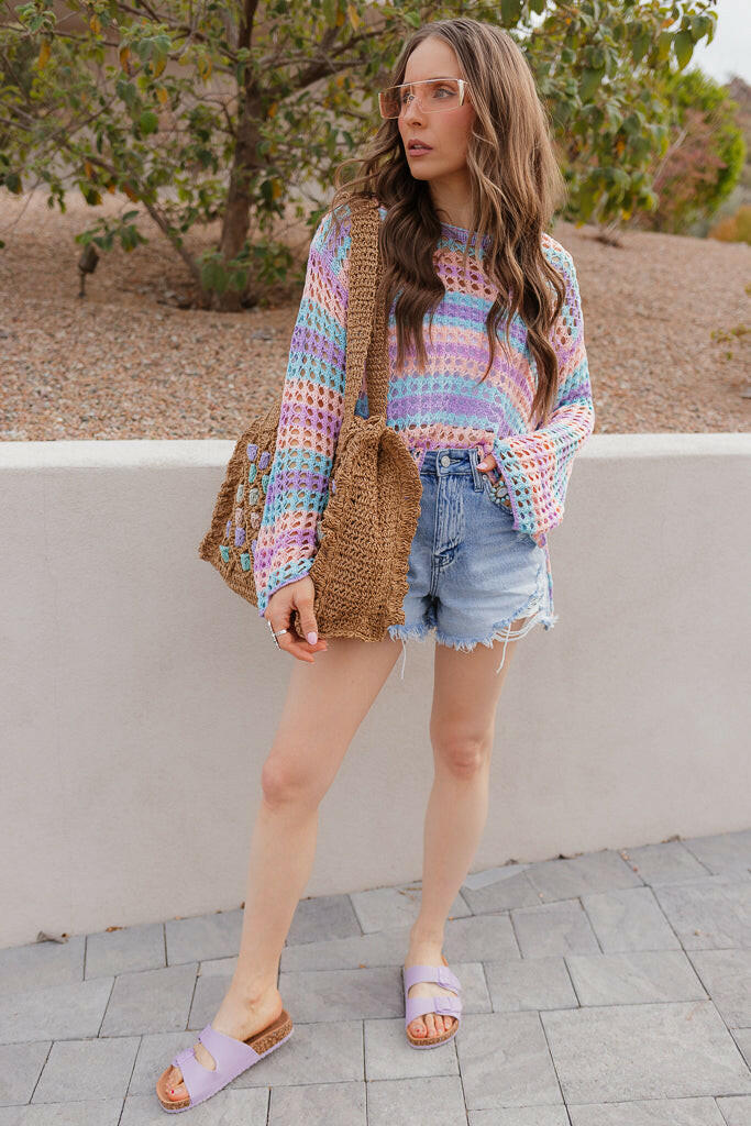 Dreamy Crotchet Pastel Top | S-XL-Sweaters-Krush Kandy, Women's Online Fashion Boutique Located in Phoenix, Arizona (Scottsdale Area)
